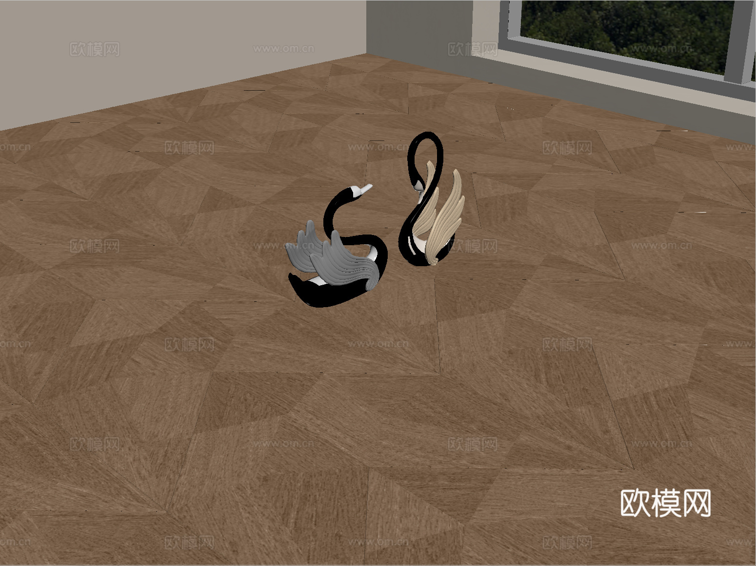现代木地板 拼花木地板su模型