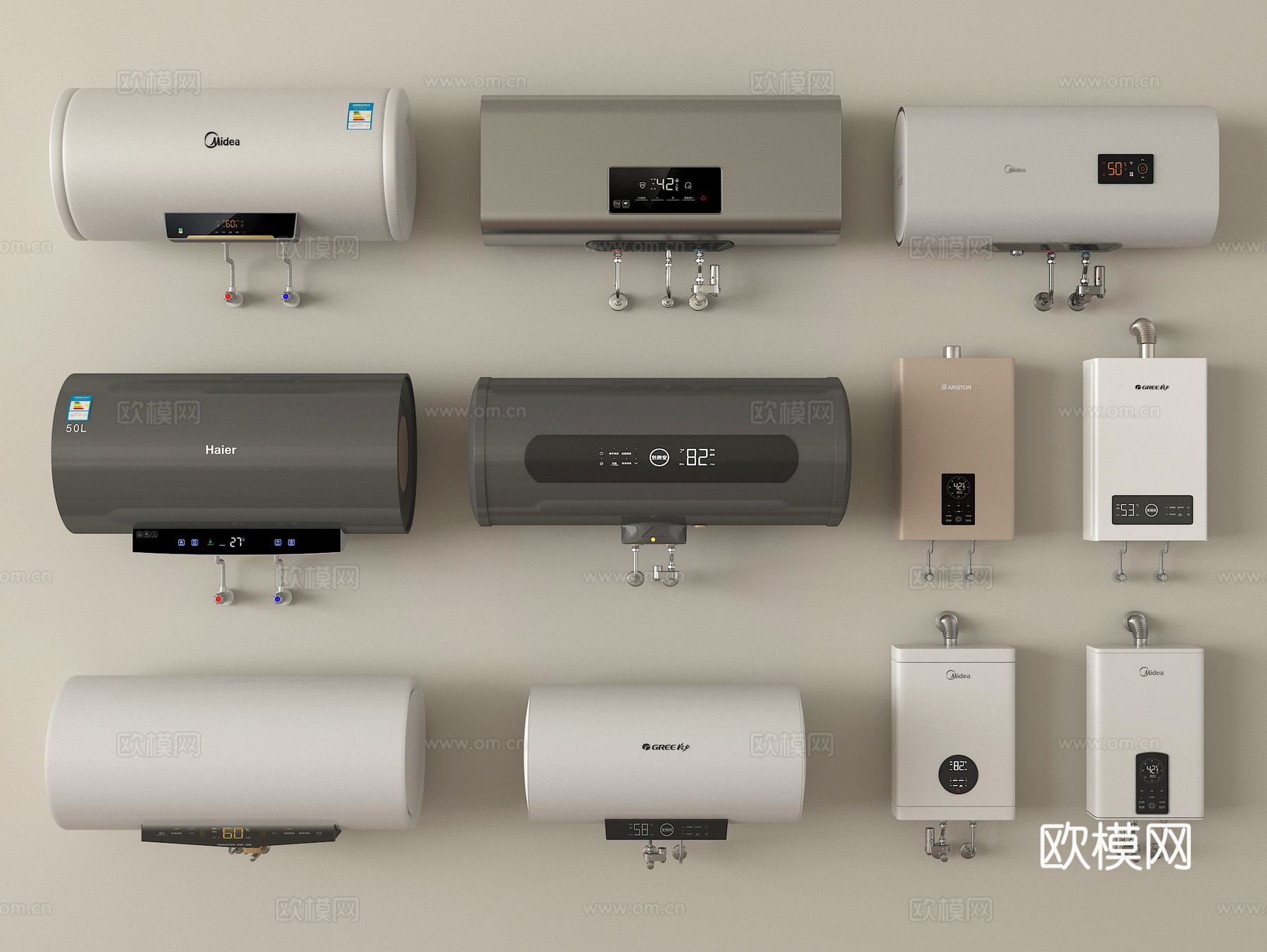 现代热水器 燃气热水器 电热水器su模型