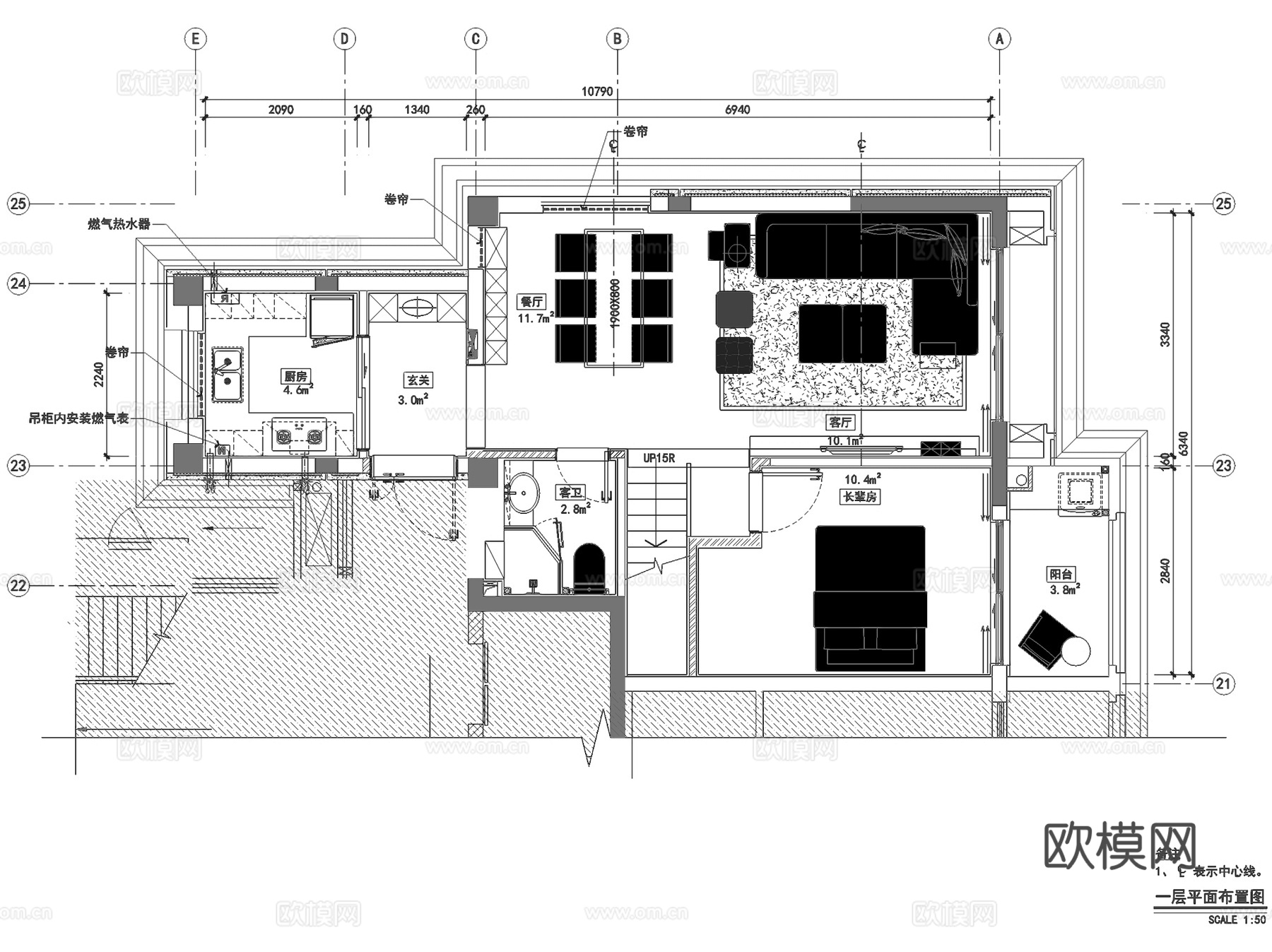上海招商海德花园五期下叠二层别墅样板房室内家装CAD施工图整cad施工图