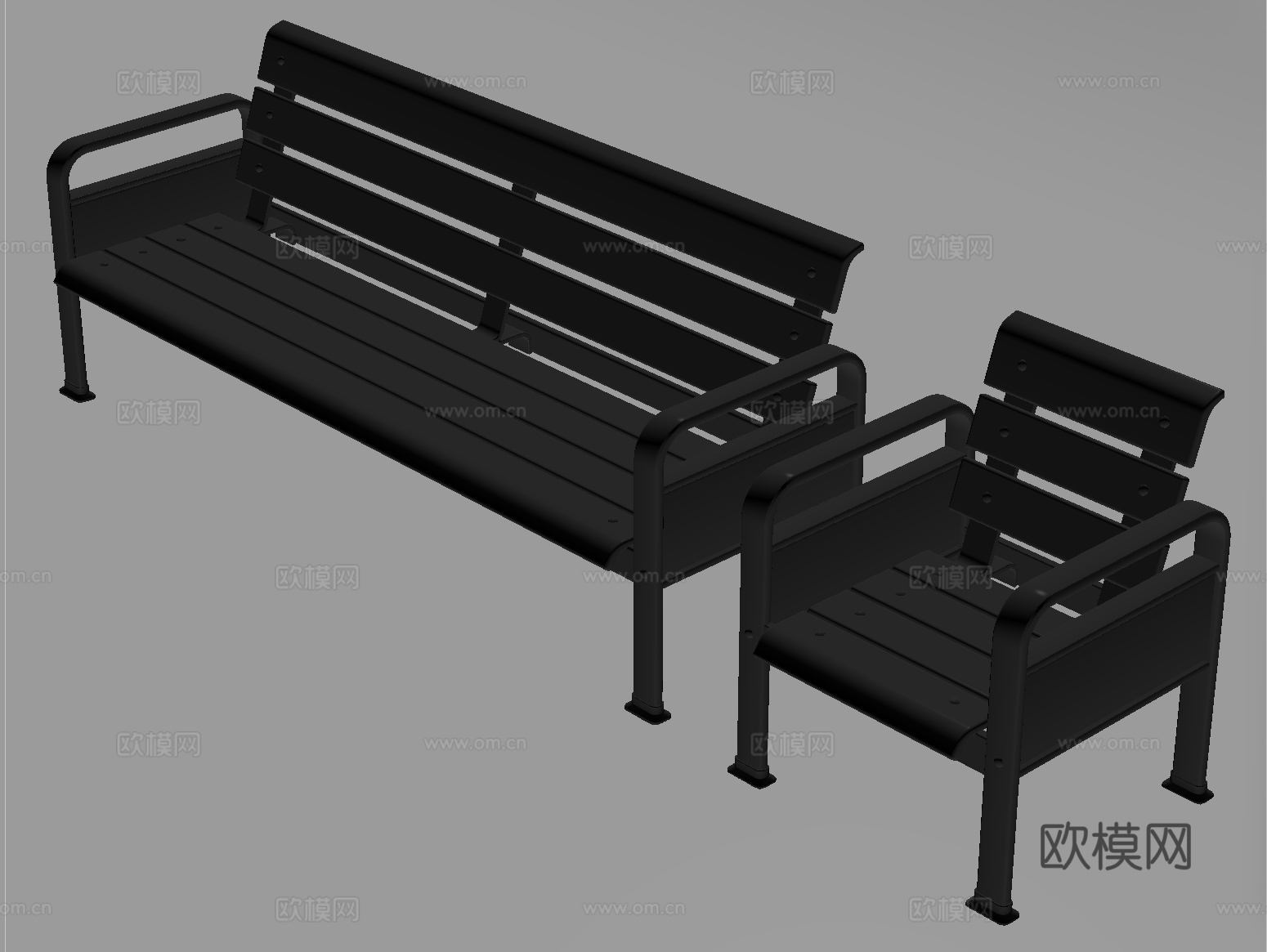 现代长椅 单椅 休闲椅su模型