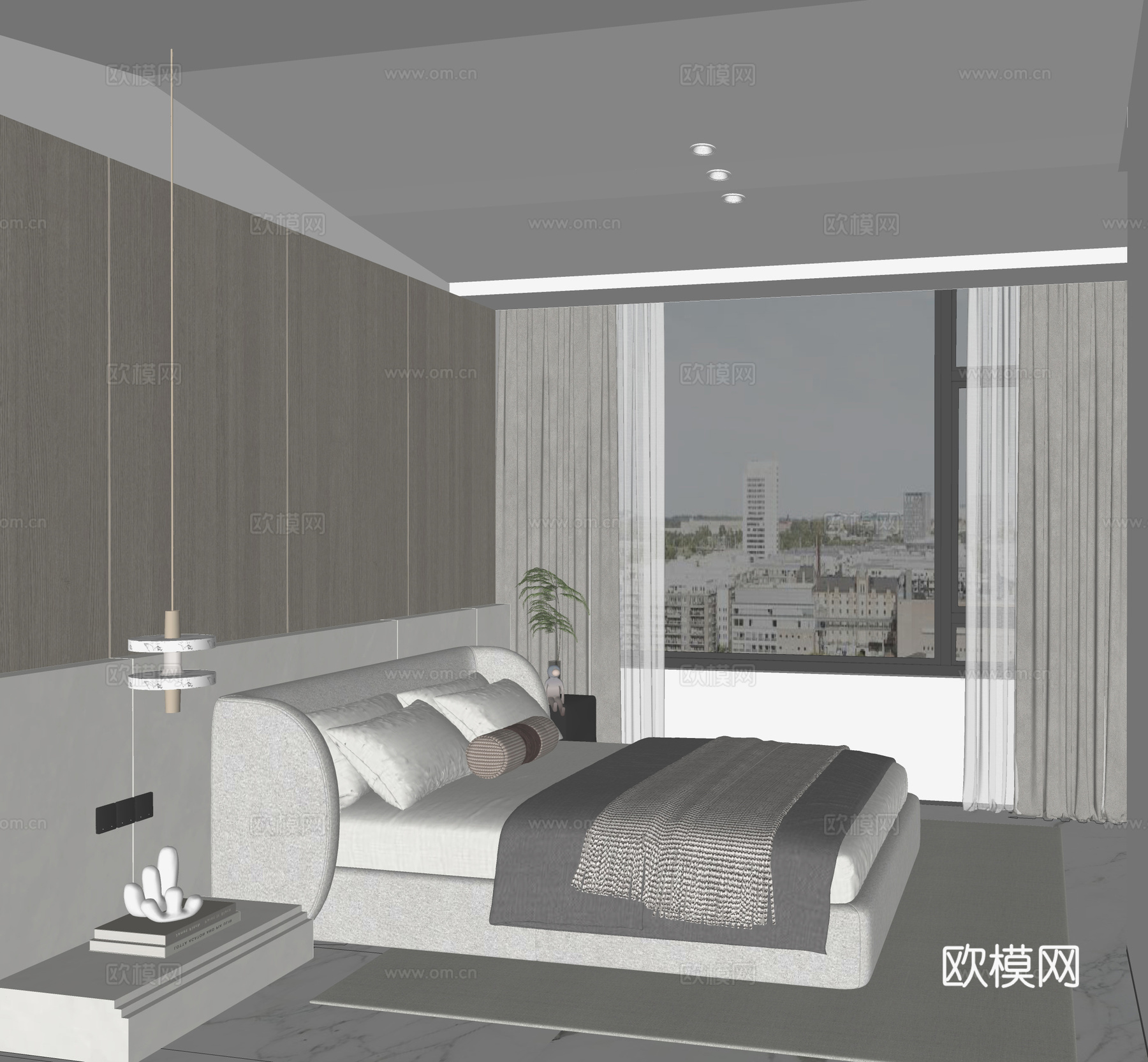 现代卧室su模型