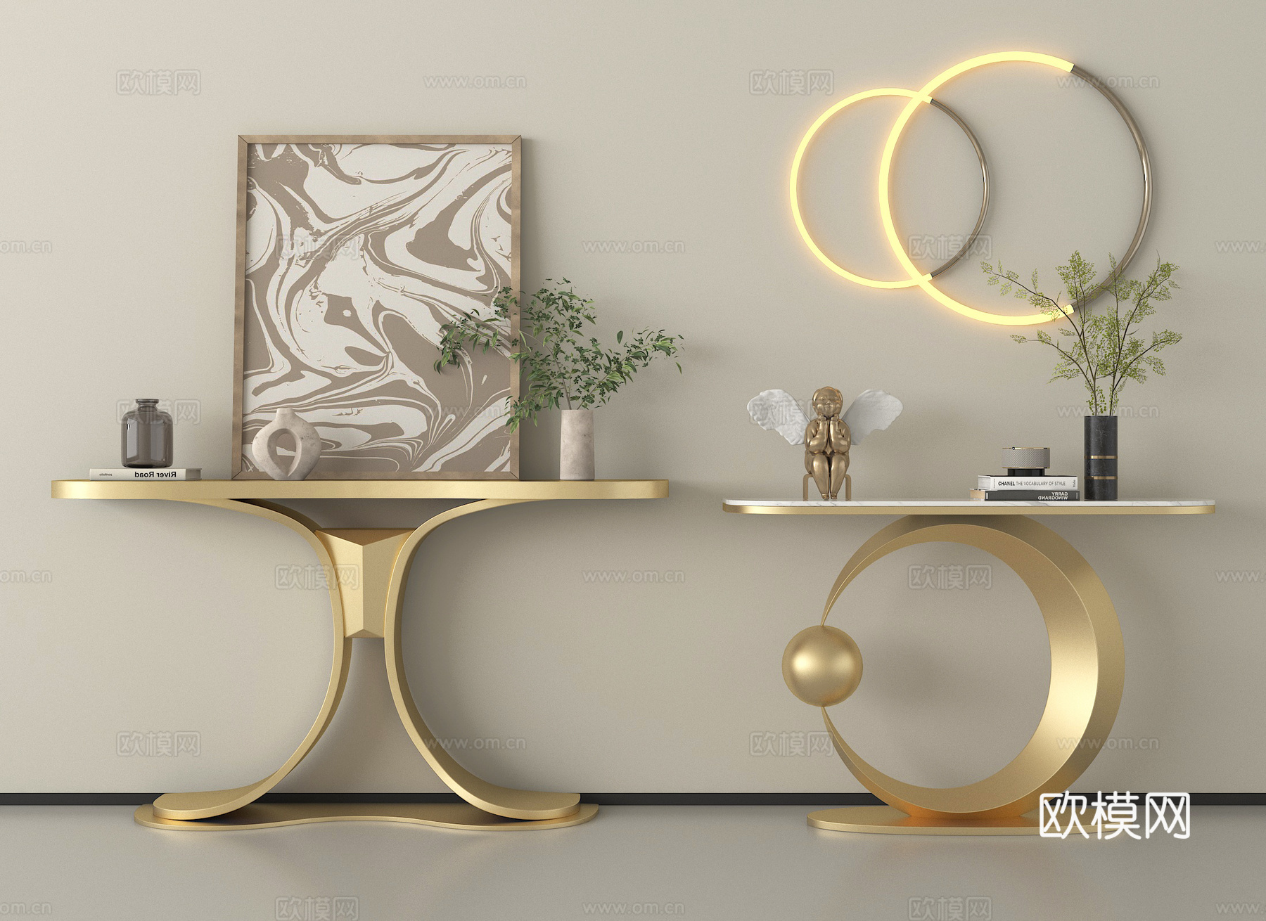 现代端景台 玄关端景台 端景条案 摆件3d模型下载