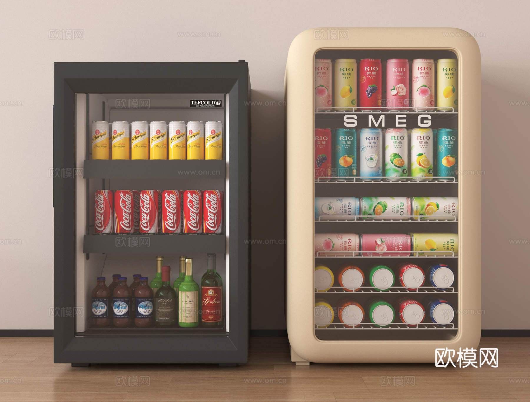 现代冰柜 饮料柜 冰箱 小冰箱su模型