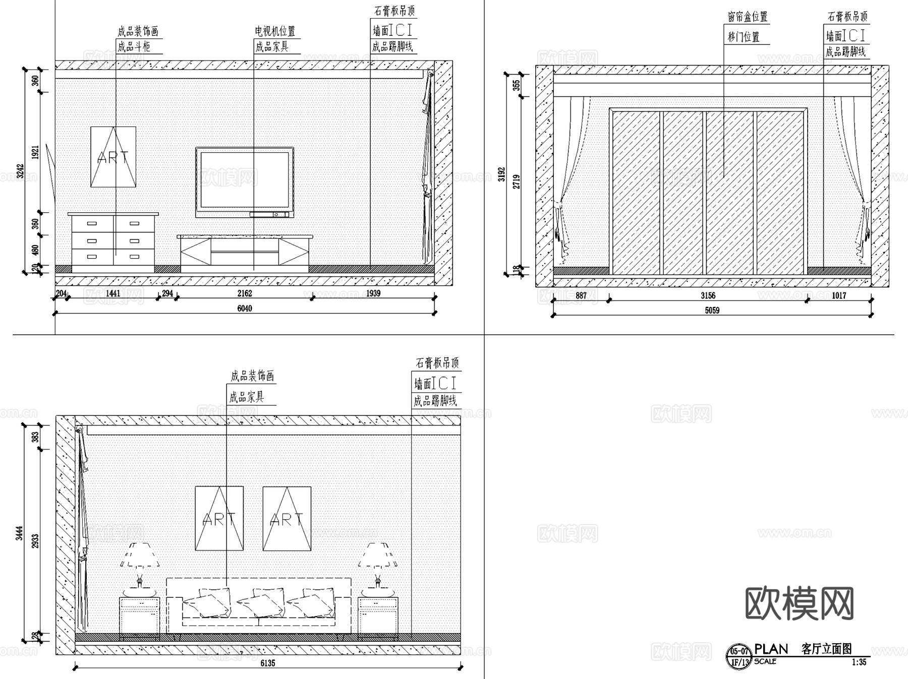 山湖壹号21-401三室两厅大平层室内家装CAD施工图cad施工图