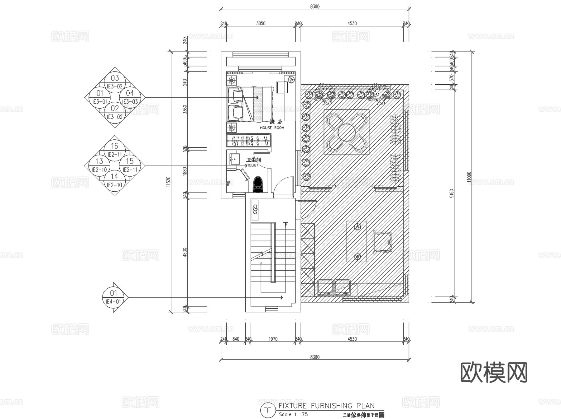泸州新中式三层别墅室内家装CAD施工图整套cad施工图
