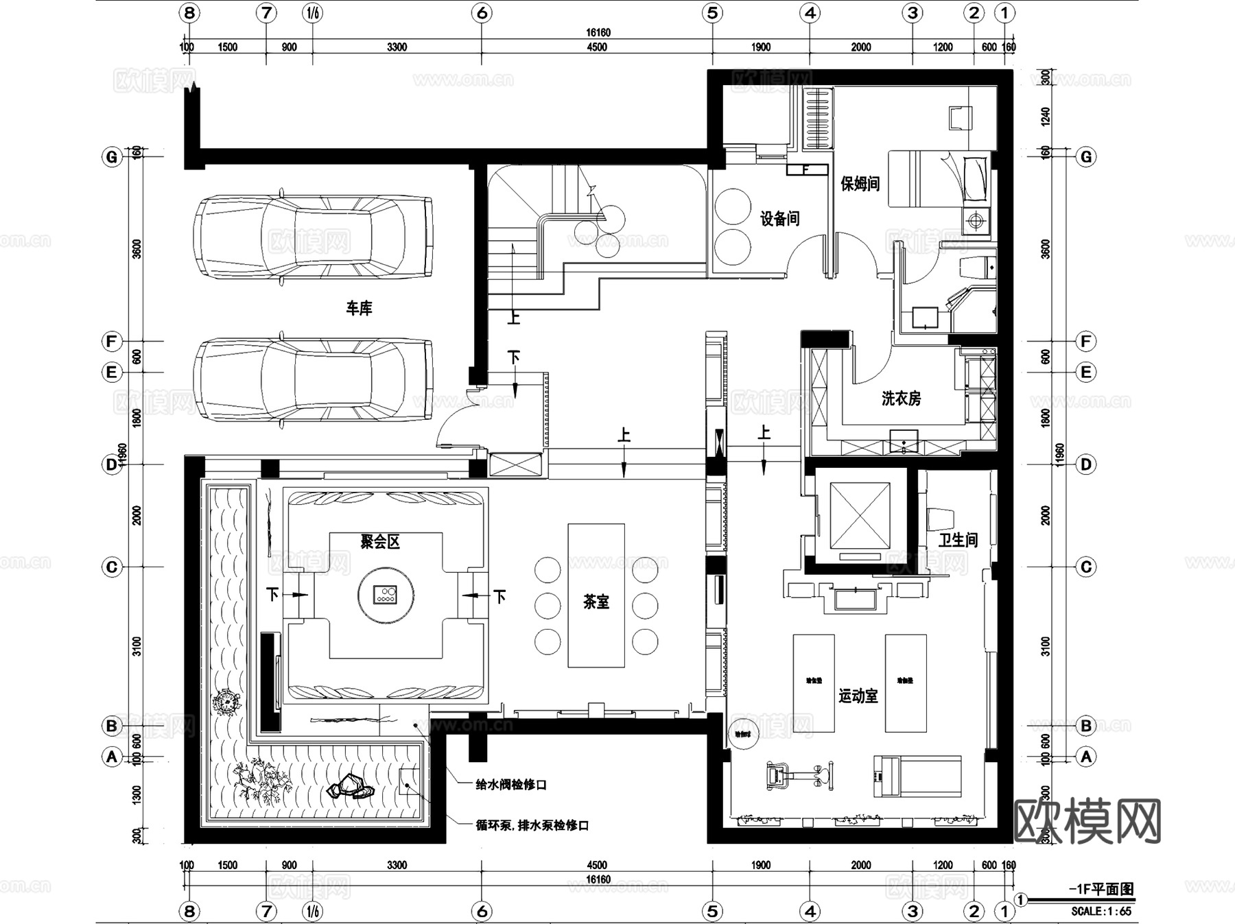 燕西华府中式小独栋三层别墅室内家装CAD施工图+3Dmaxcad施工图