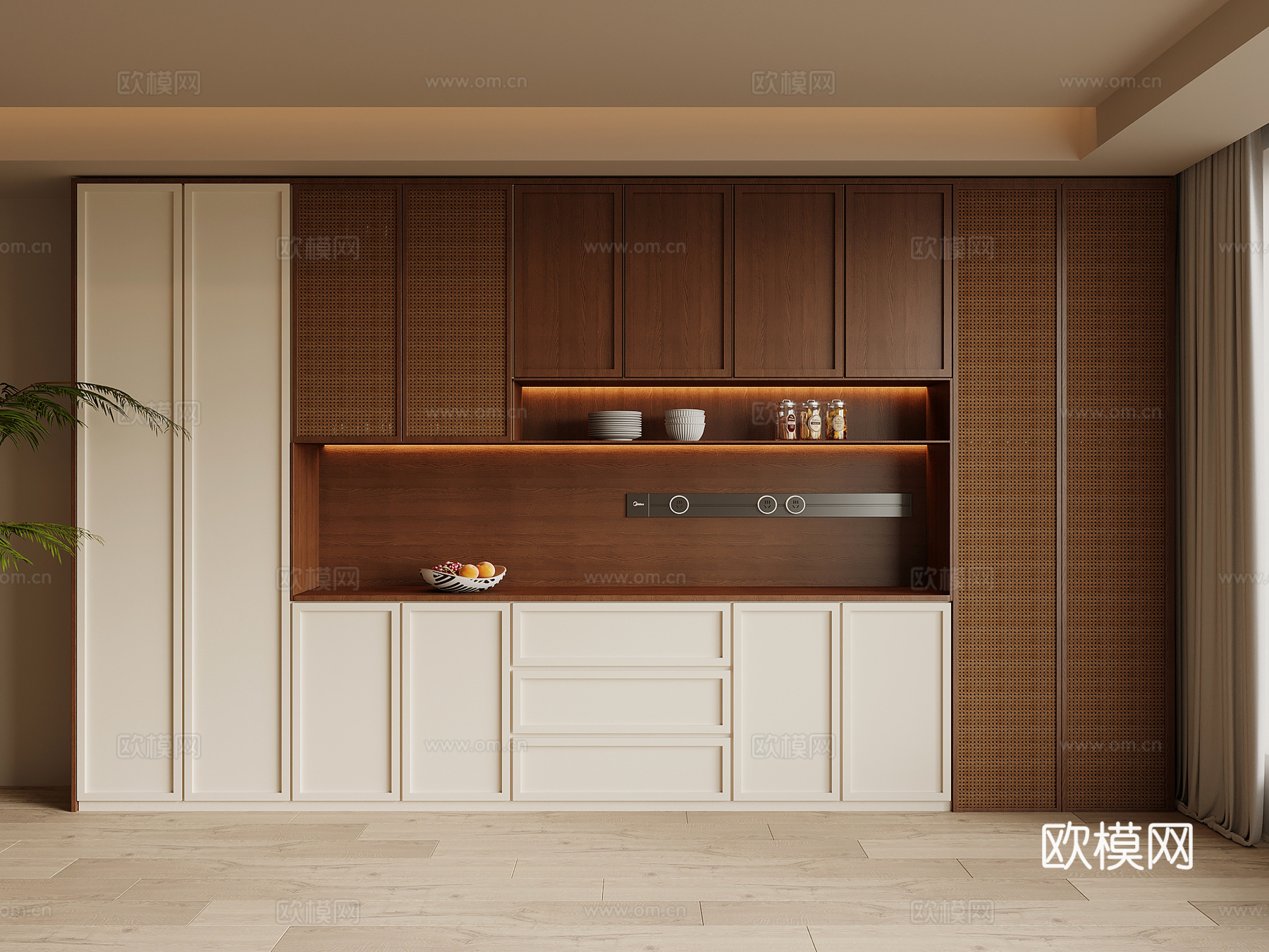中古风酒柜 餐边柜su模型