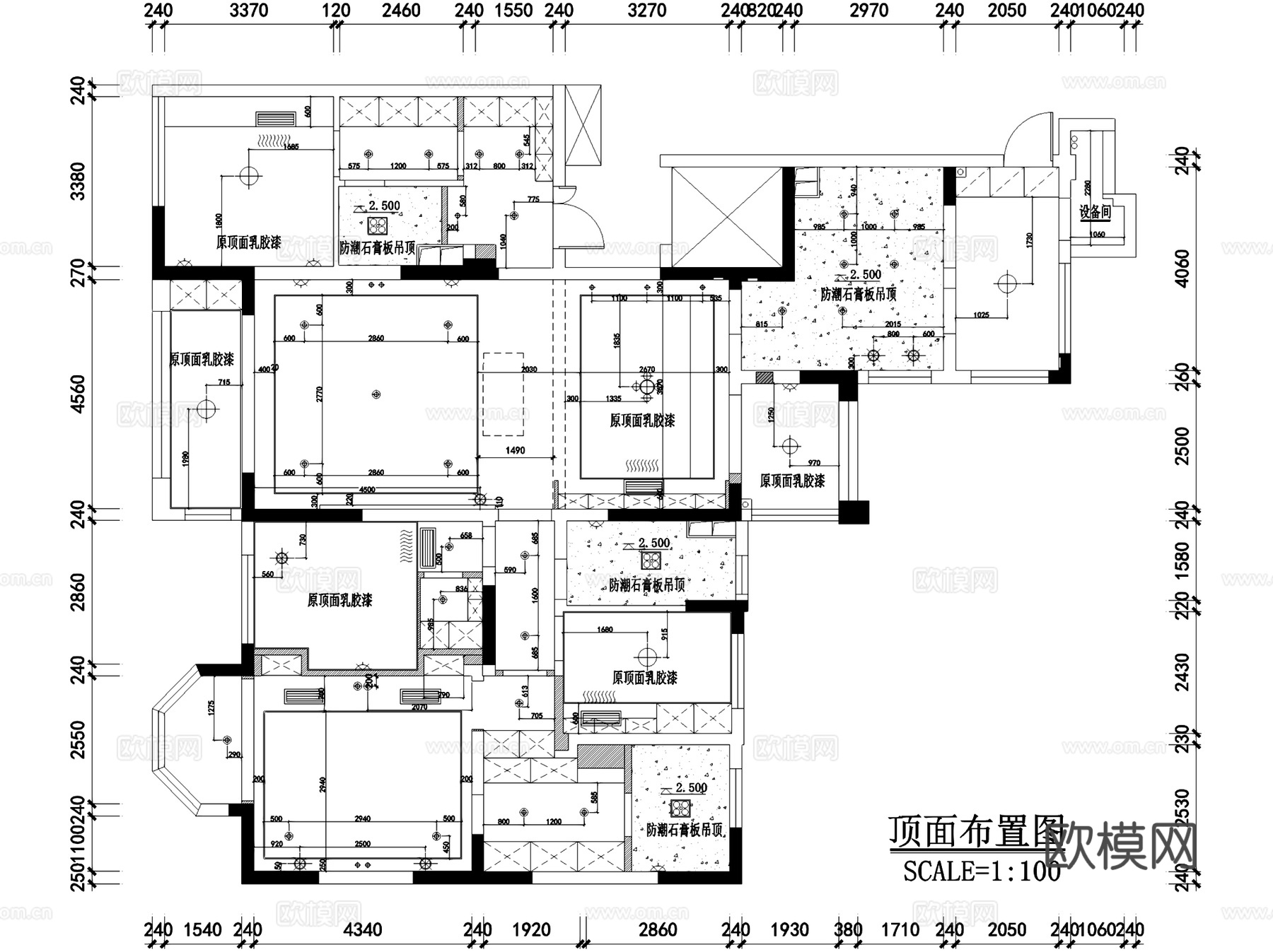现代风格四室两厅大平层室内家装CAD施工图cad施工图