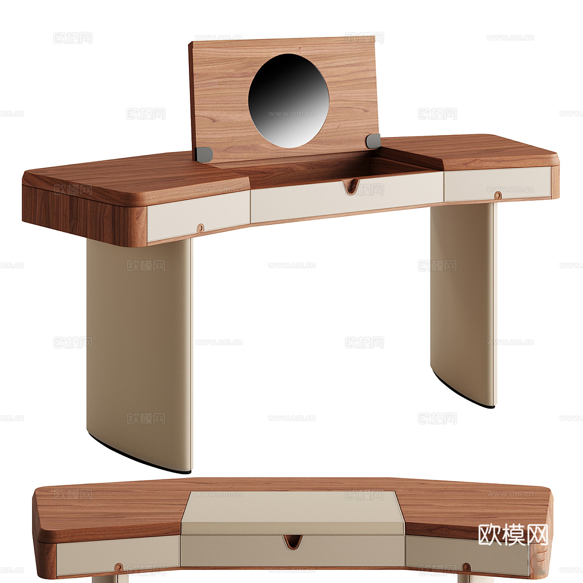 新中式轻奢 Porada Moty 写字台 梳妆台3d模型下载（渲染图1）