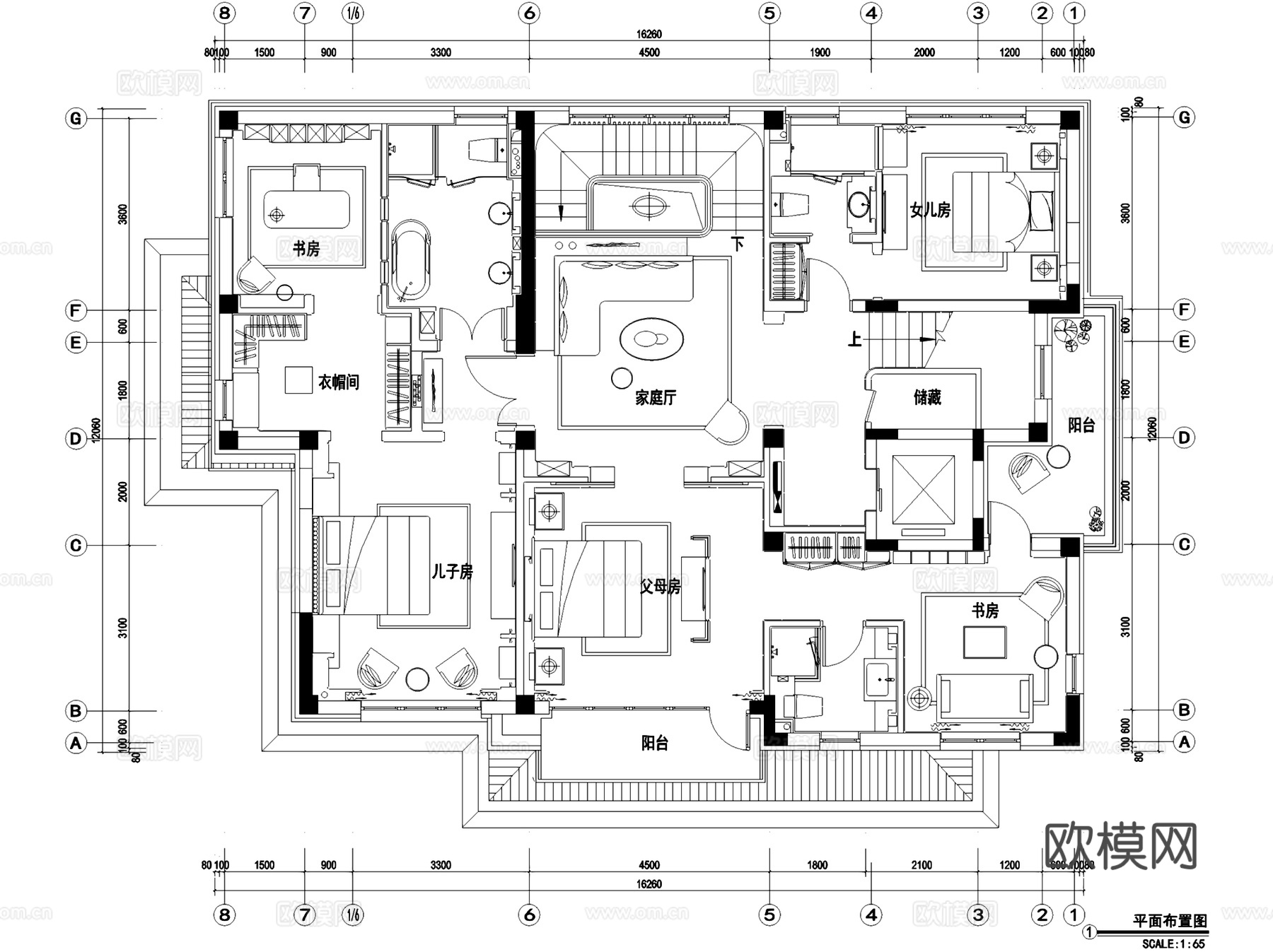 燕西华府中式小独栋三层别墅室内家装CAD施工图+3Dmaxcad施工图