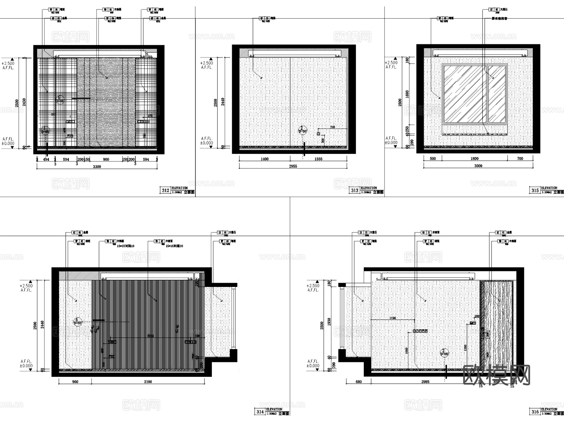 温州瑞安大道115户型样板房室内家装CAD施工图整套+3Dmcad施工图