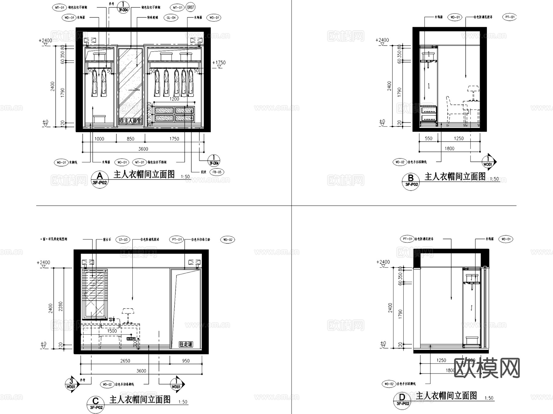新力铂园叠墅上叠户型室内家装CAD施工图整套cad施工图