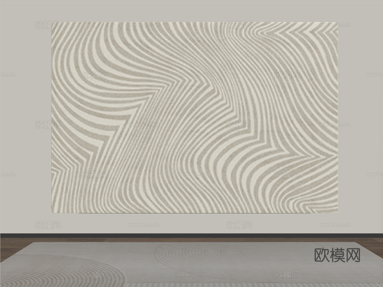 现代长方形地毯su模型