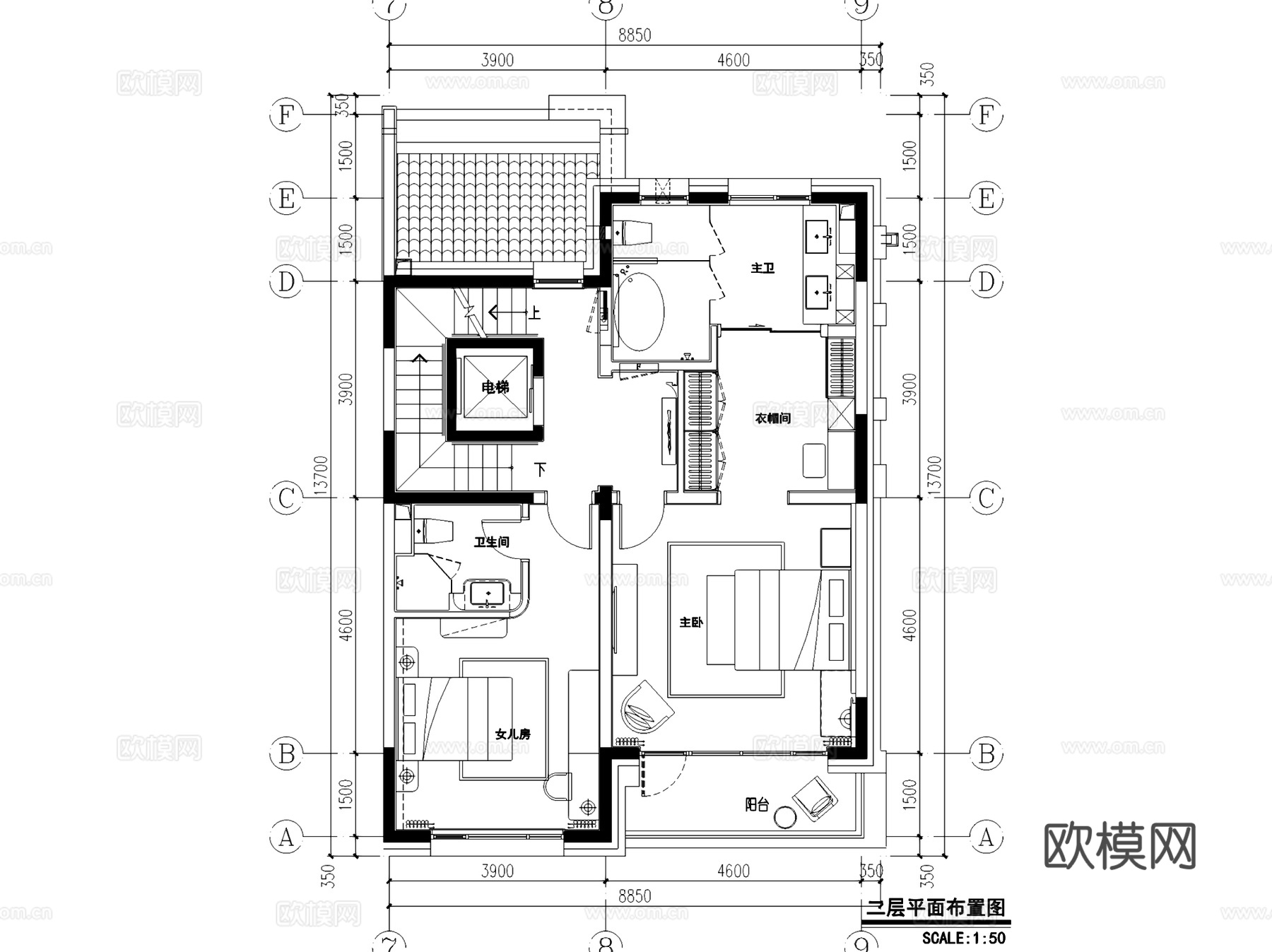 燕西华府联排二层别墅63#室内家装CAD施工图+3Dmaxcad施工图