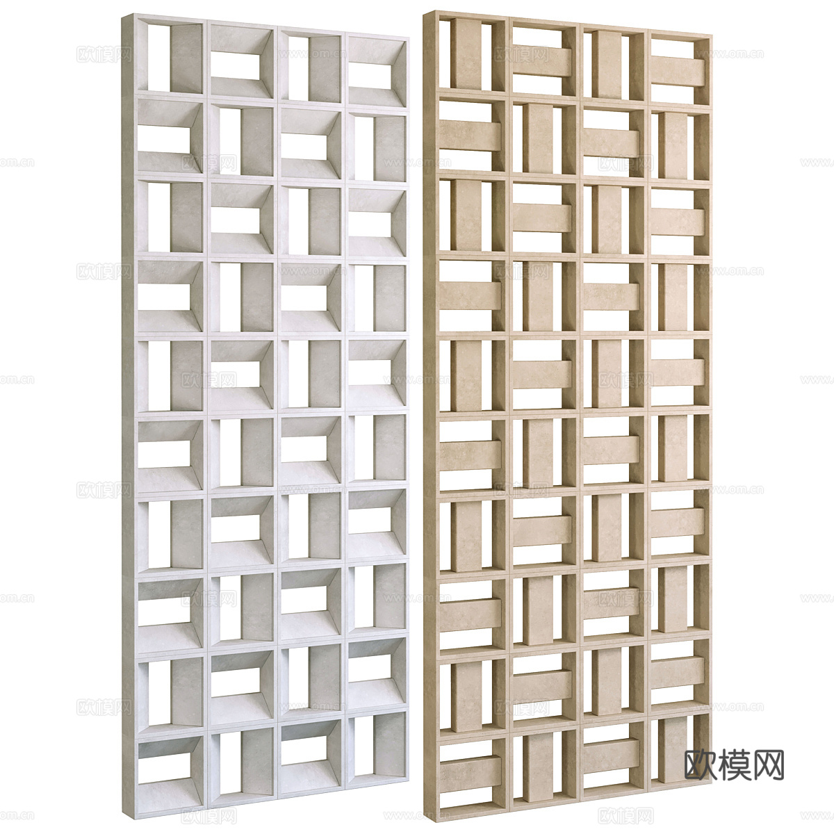 现代侘寂结构砖装饰隔断3d模型下载（渲染图2）