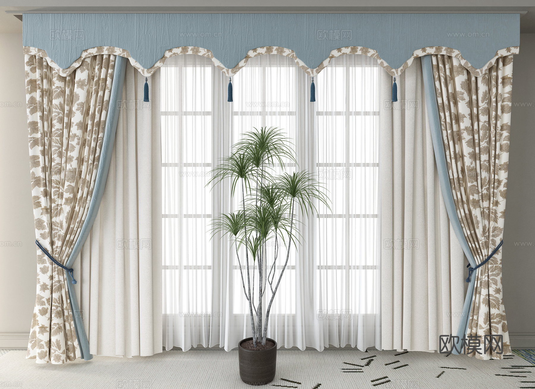 窗帘3d模型下载