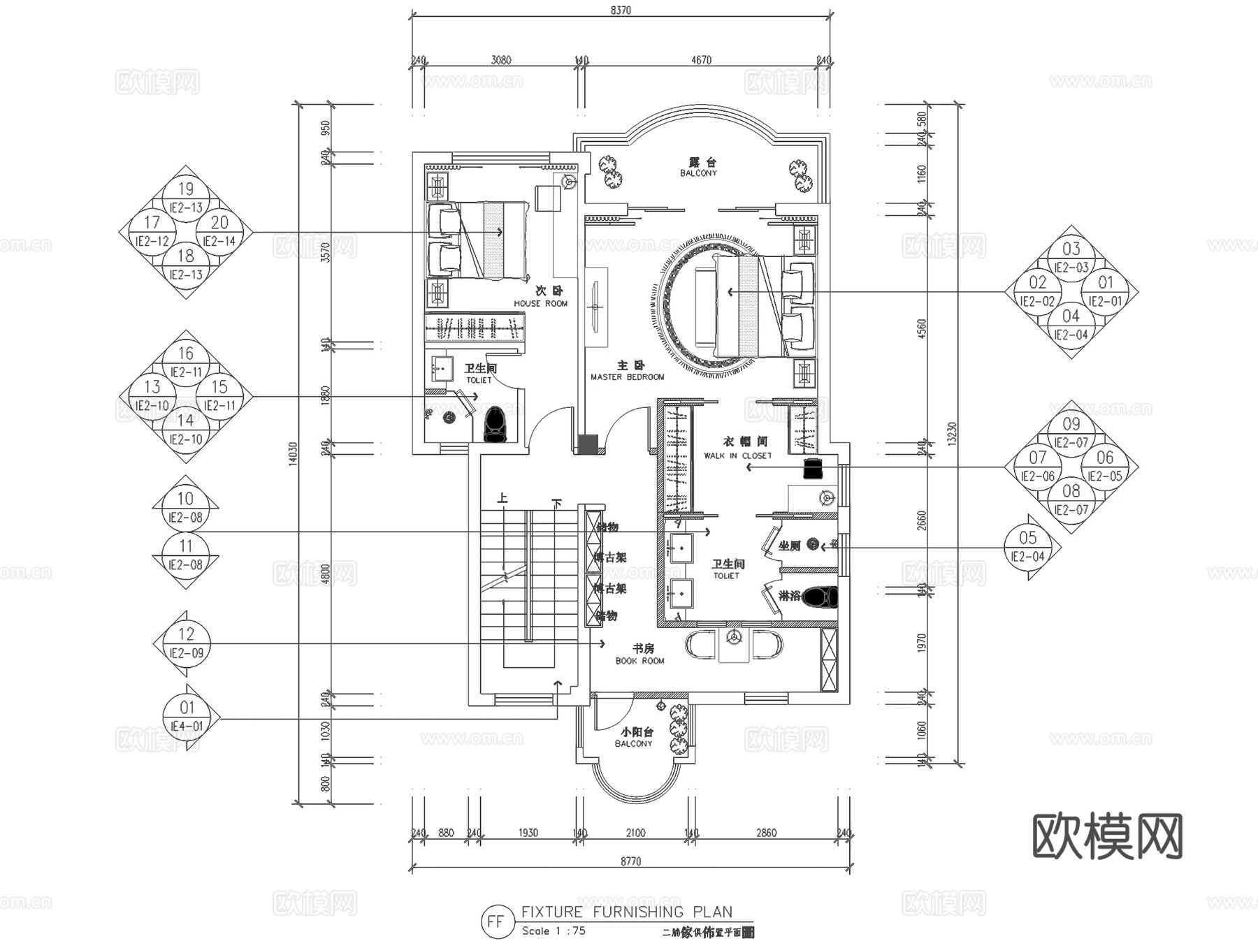 泸州新中式三层别墅室内家装CAD施工图整套cad施工图
