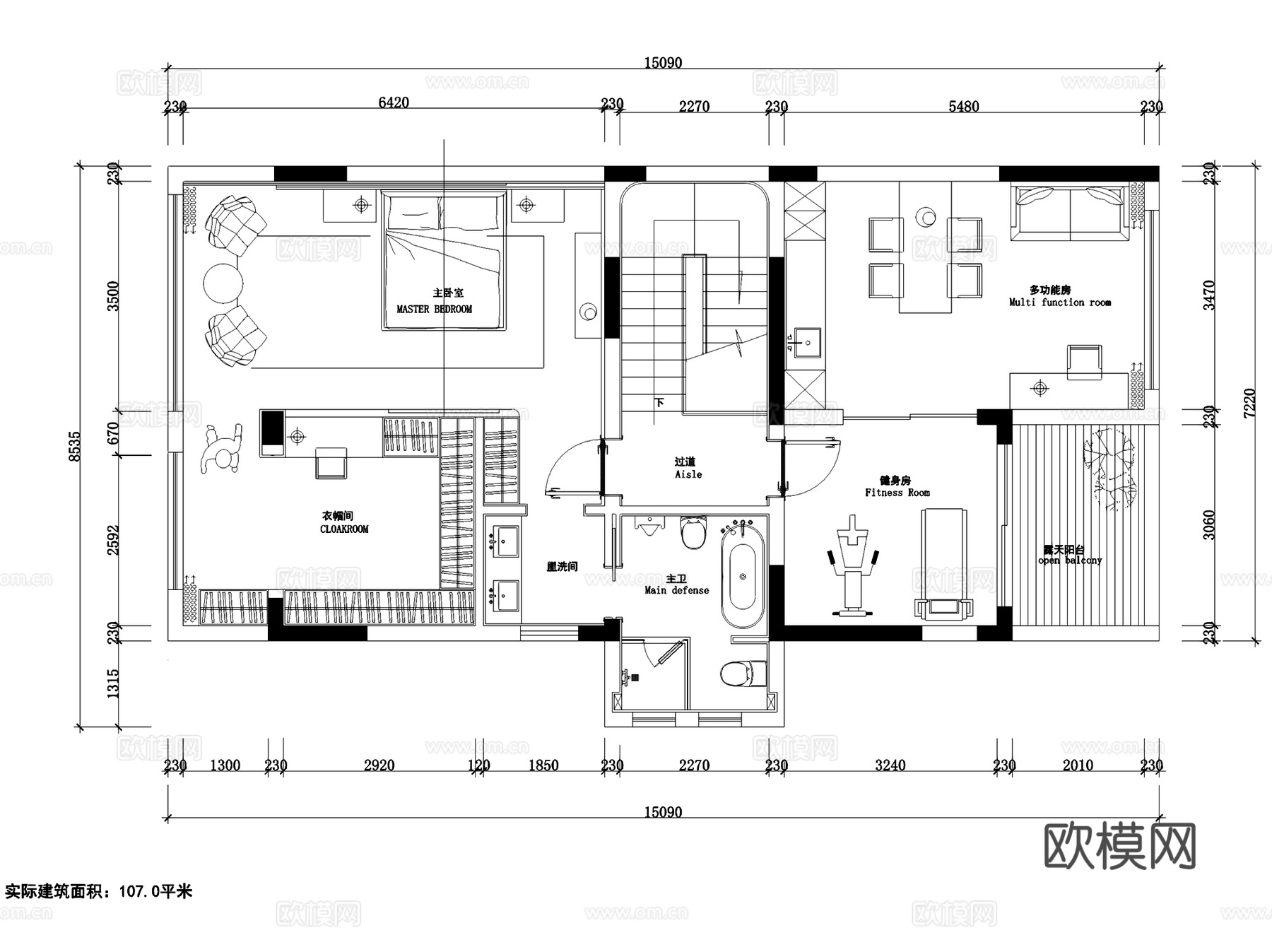 遂宁大院轻奢三层别墅室内家装CAD施工图整套cad施工图