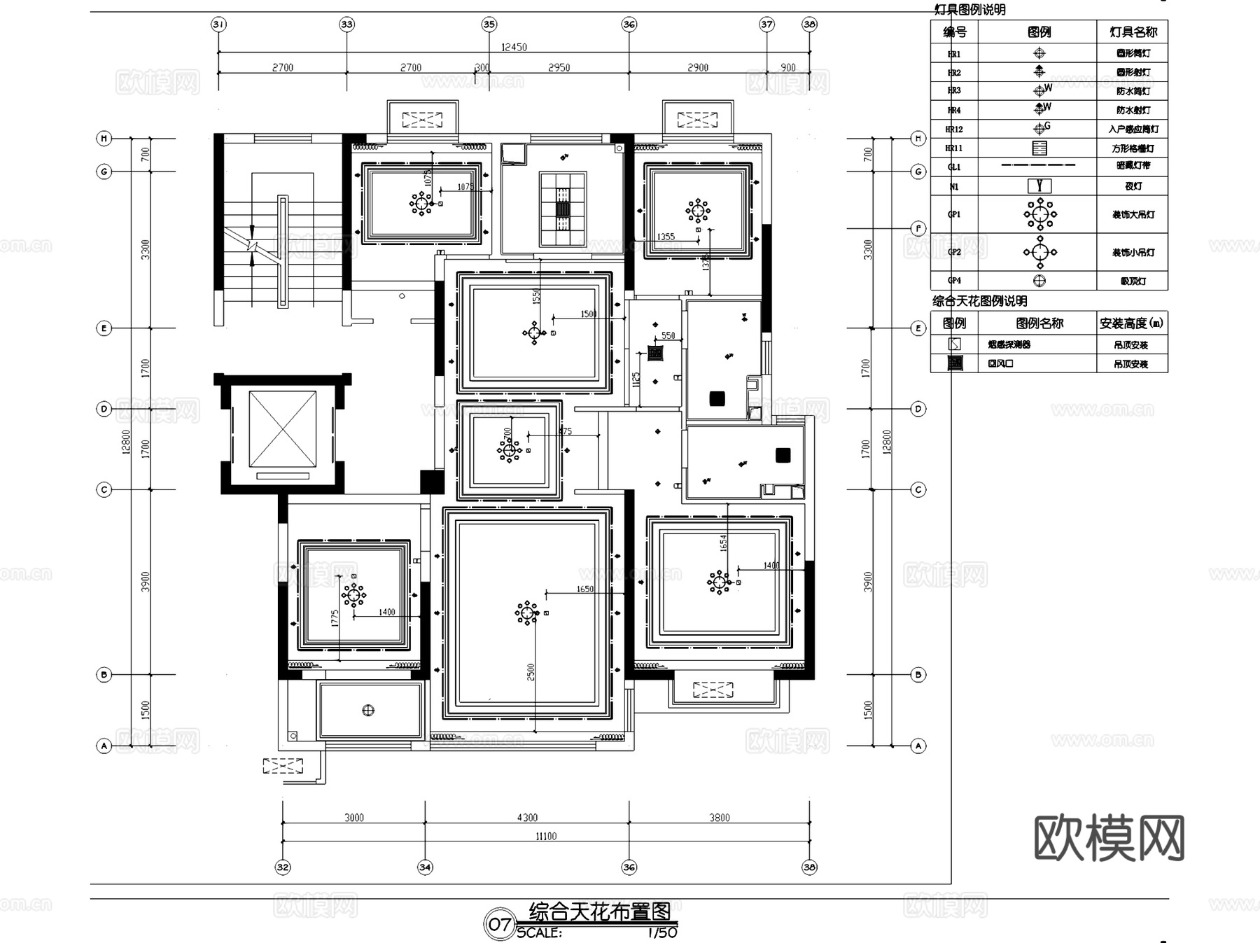 济南银盛泰·瑞公馆142户型四室两厅两卫室内家装CAD施工图cad施工图