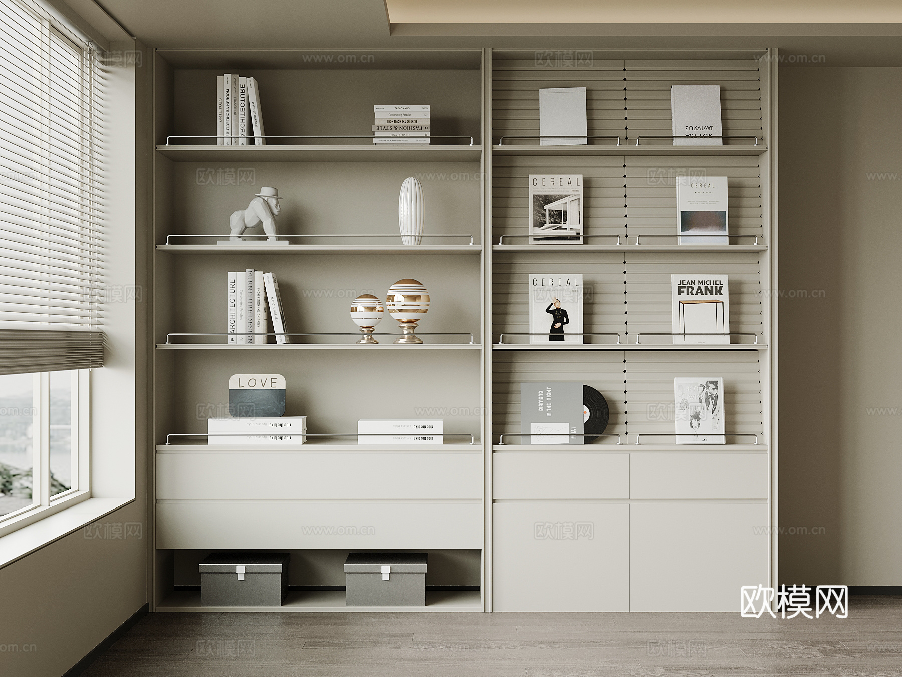 现代书柜 置物柜su模型