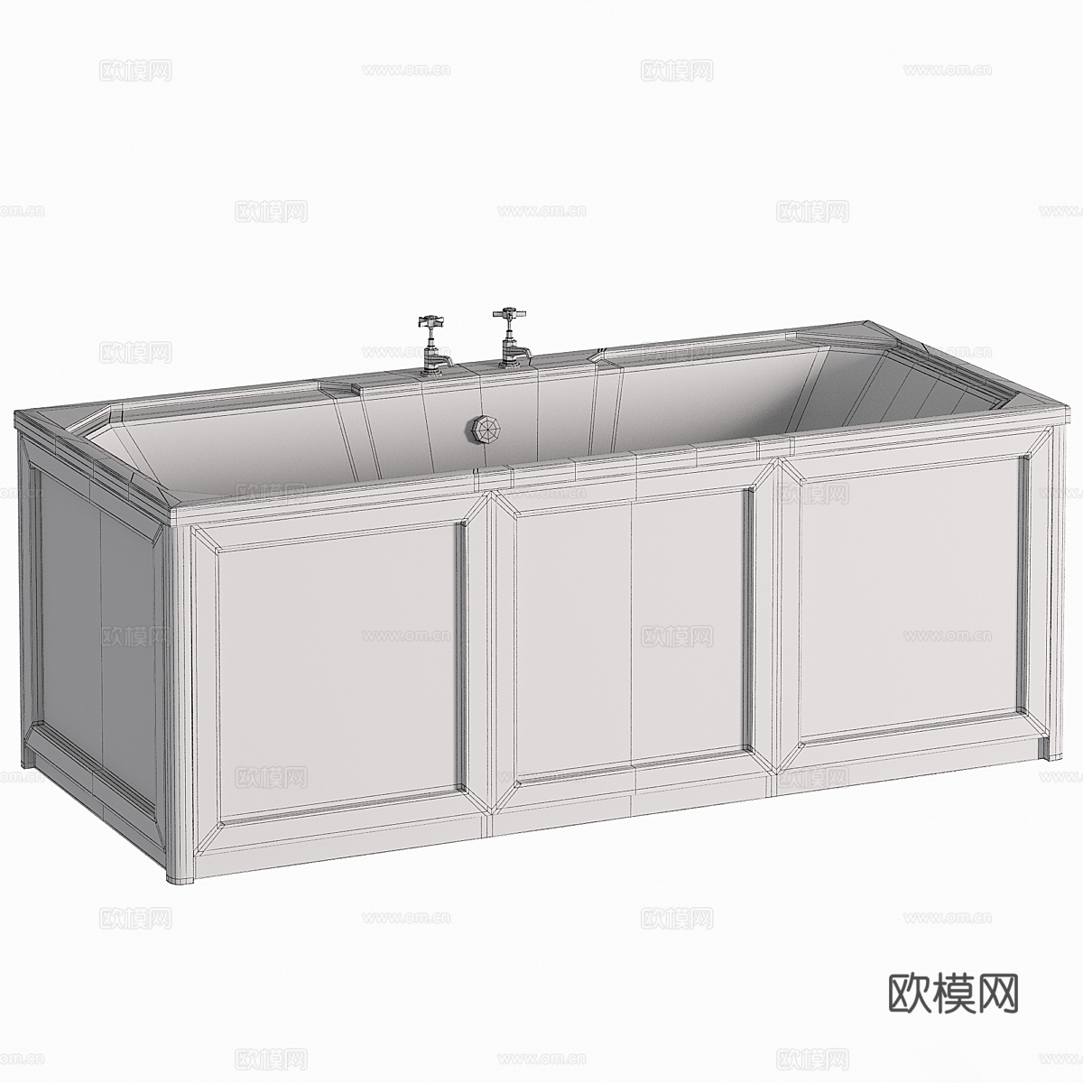 法式 Butler & Rose 装饰艺术双头直浴缸3d模型下载（渲染图2）