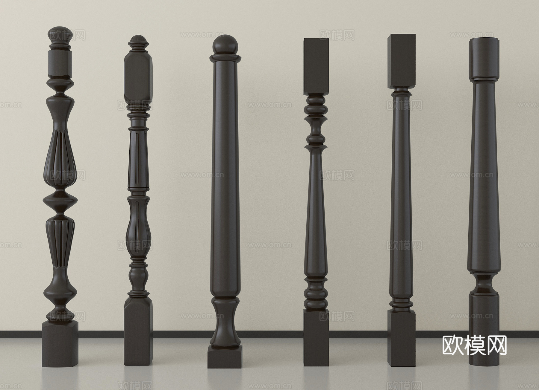 美式栏杆 柱子 扶手3d模型下载