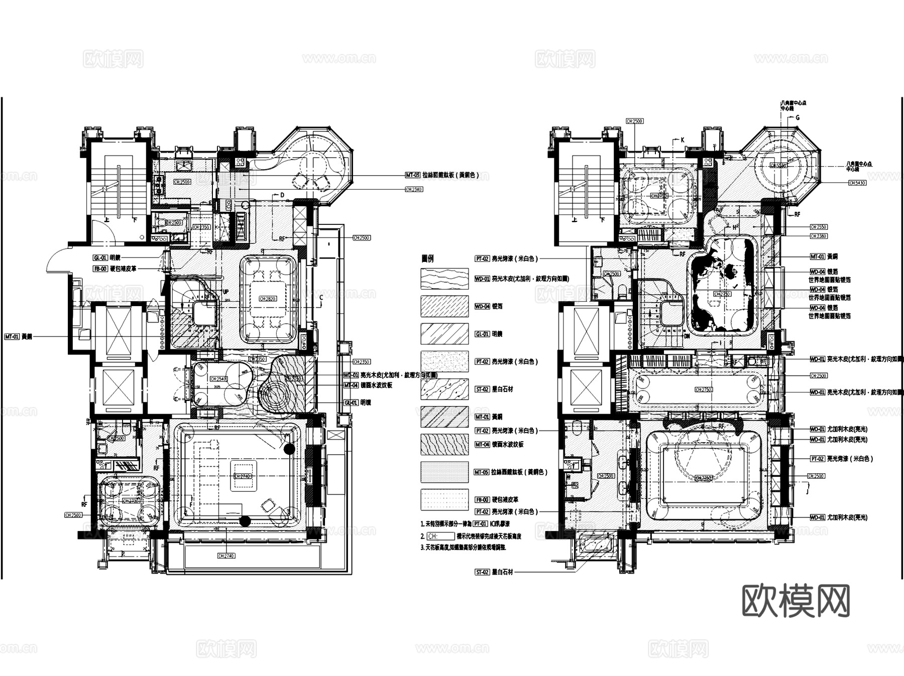 懋源孙河A-2叠墅户型室内家装CAD施工图整套cad施工图