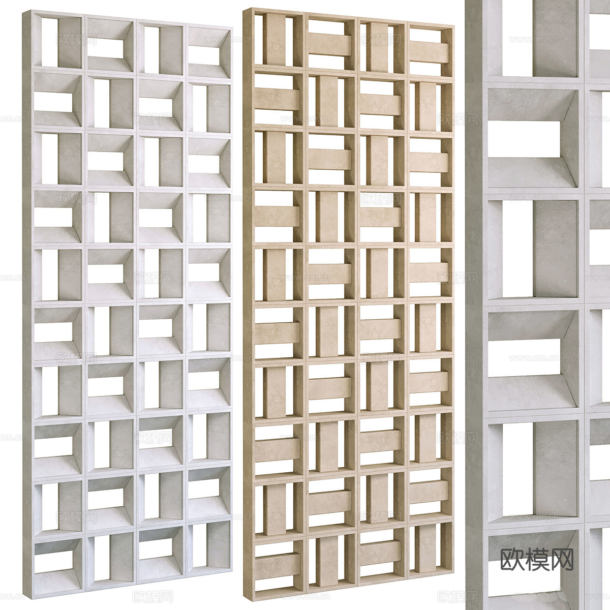 现代侘寂结构砖装饰隔断3d模型下载（渲染图1）