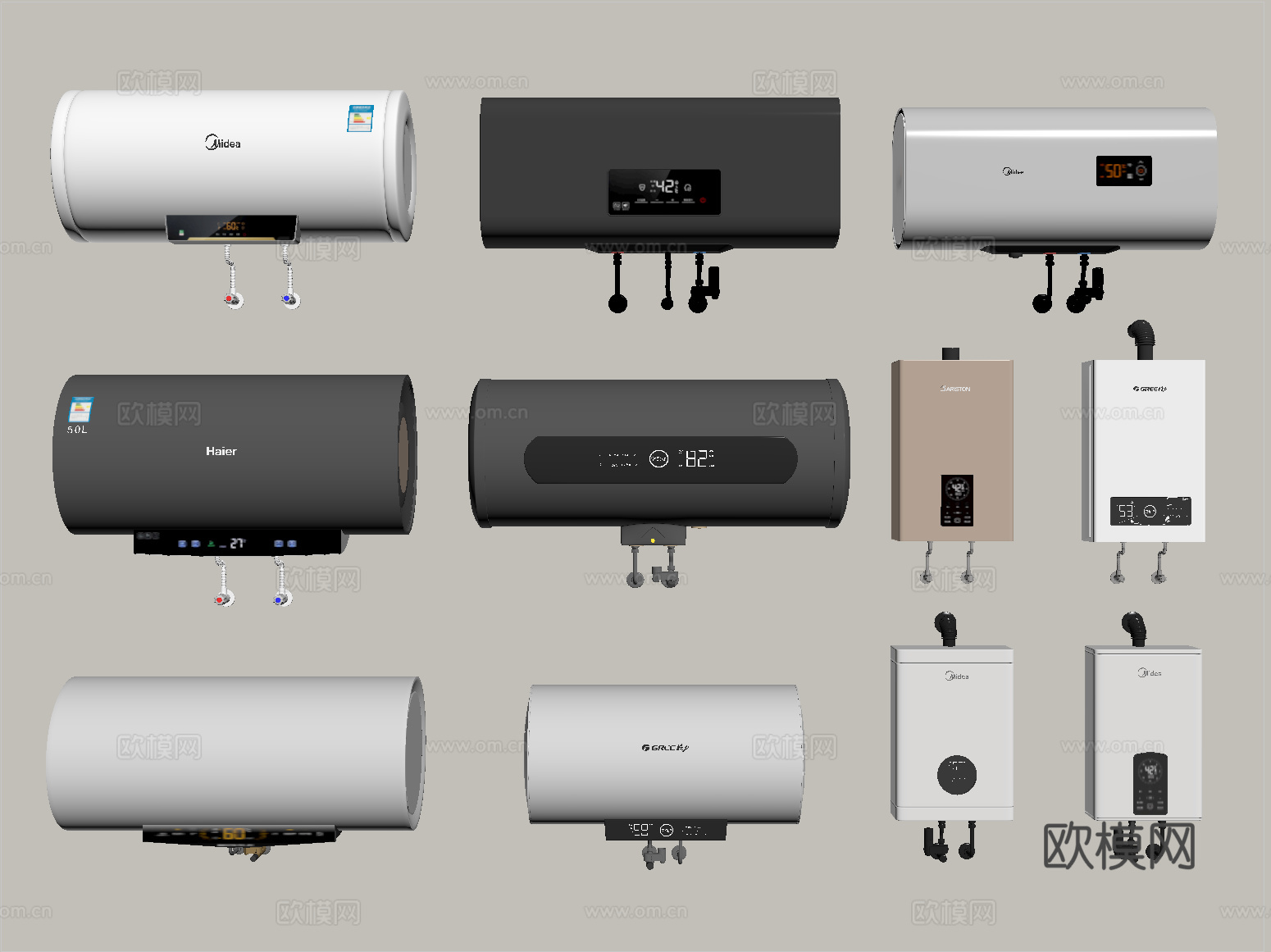 现代热水器 燃气热水器 电热水器su模型