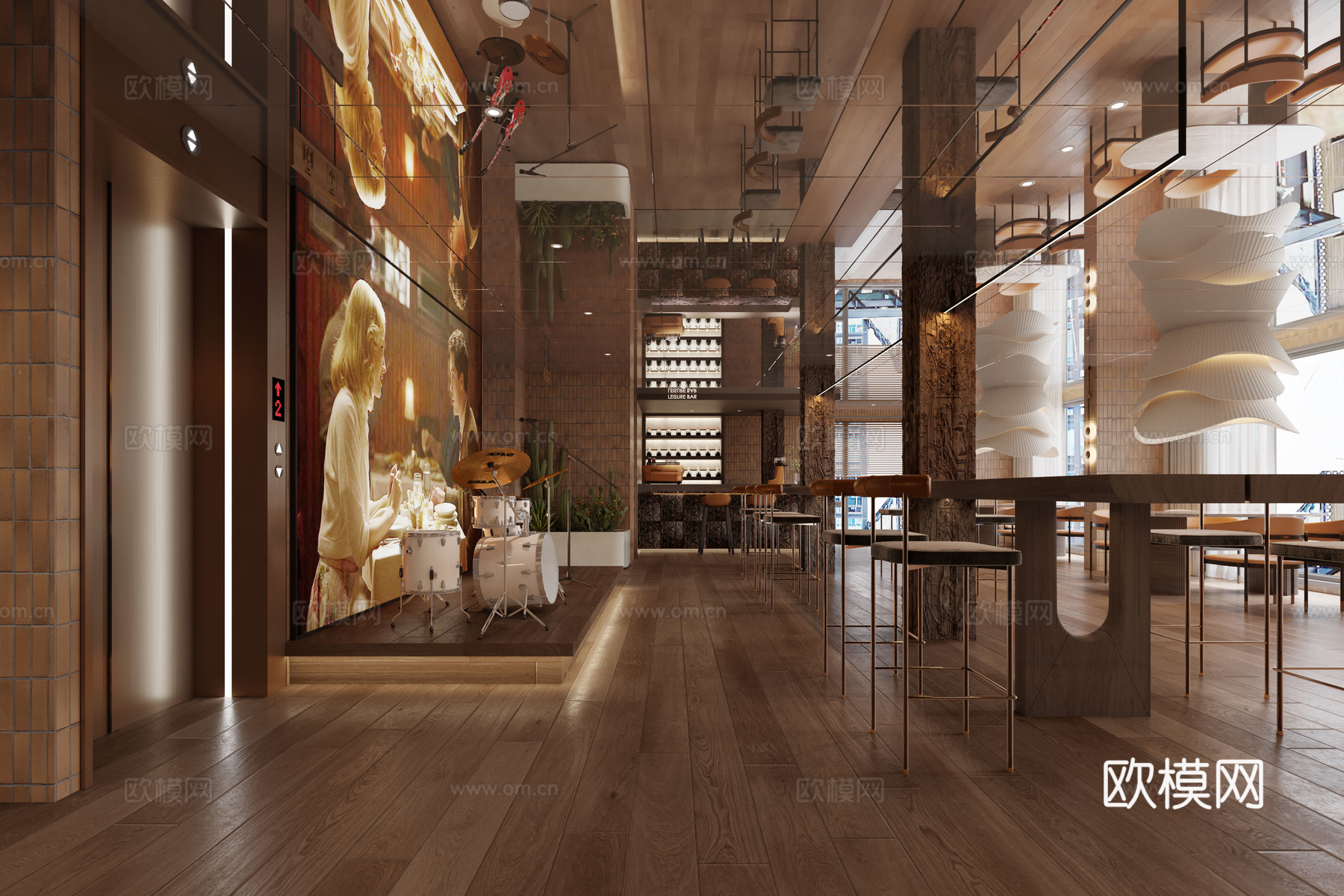 音乐餐厅3d模型下载（渲染图2）
