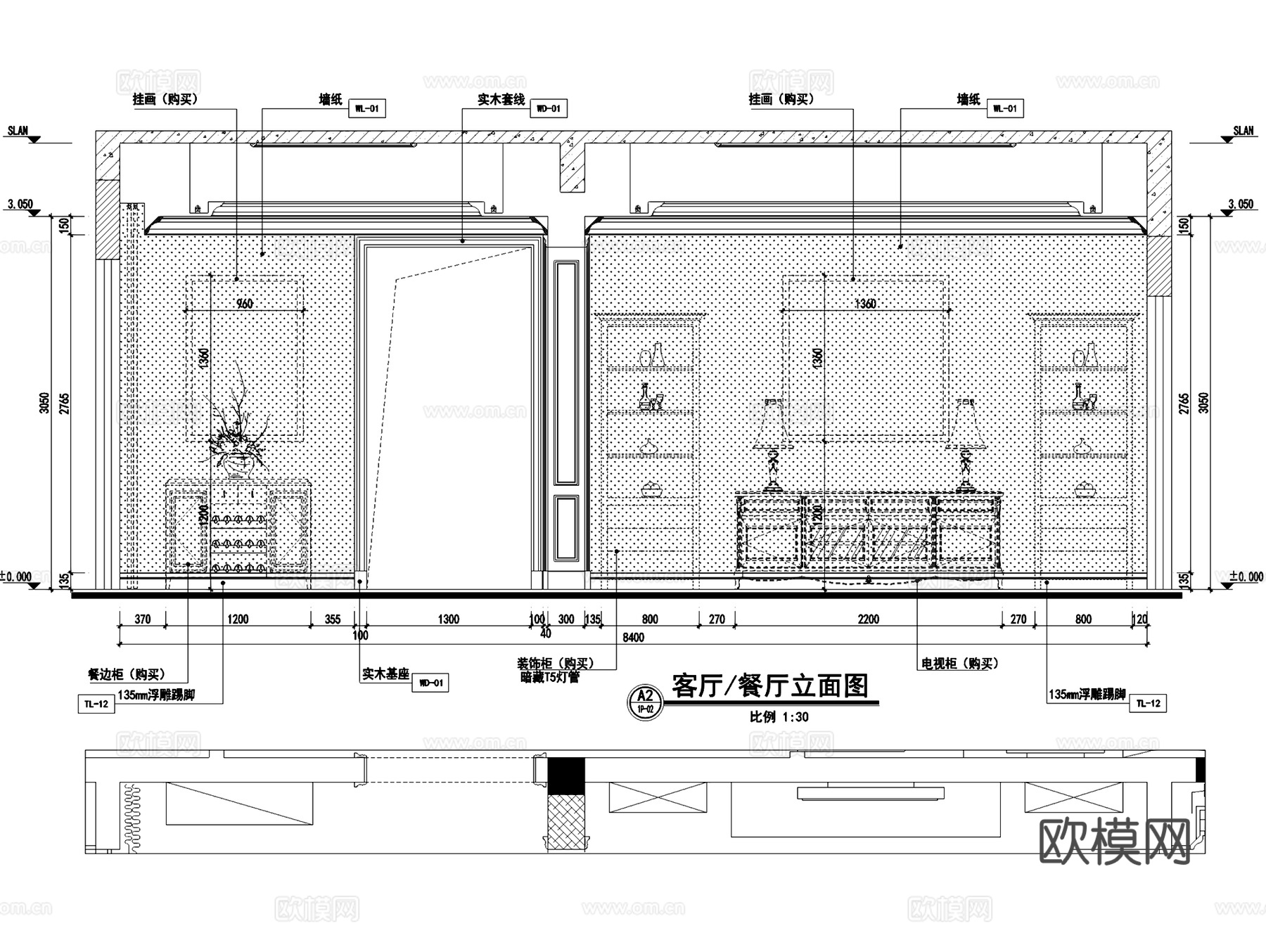 欧式BJ260三层别墅室内家装CAD施工图整套cad施工图