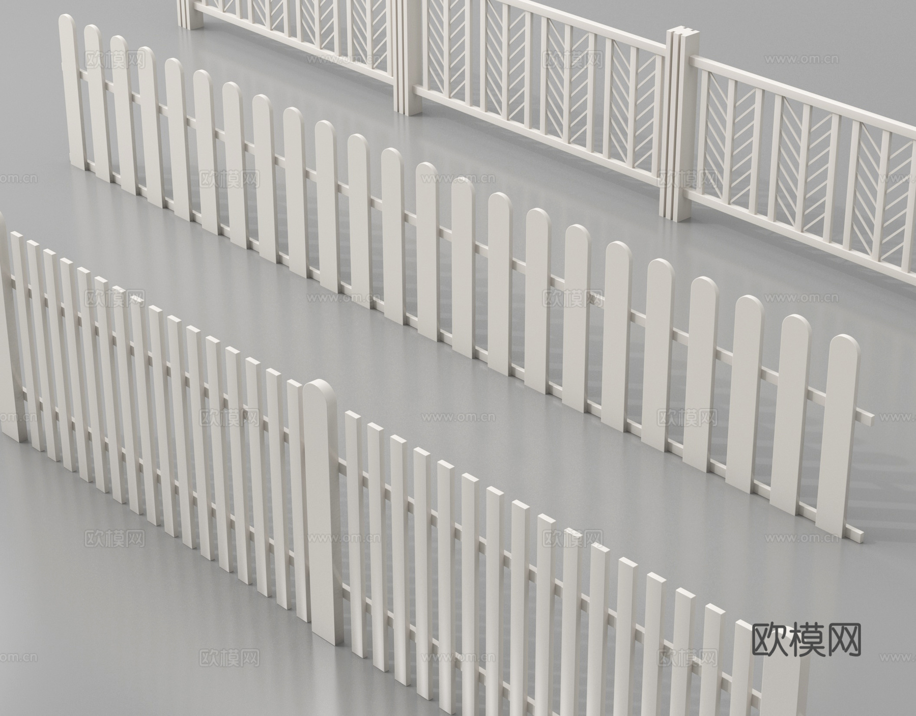 现代栅栏 篱笆 栏杆 围栏 护栏su模型