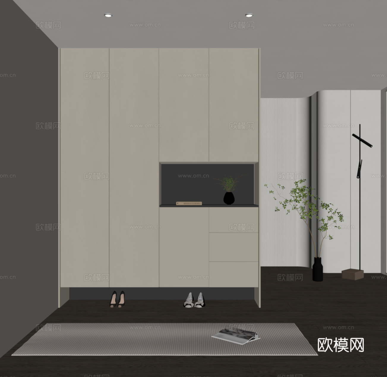 现代意式鞋柜 入户鞋柜su模型