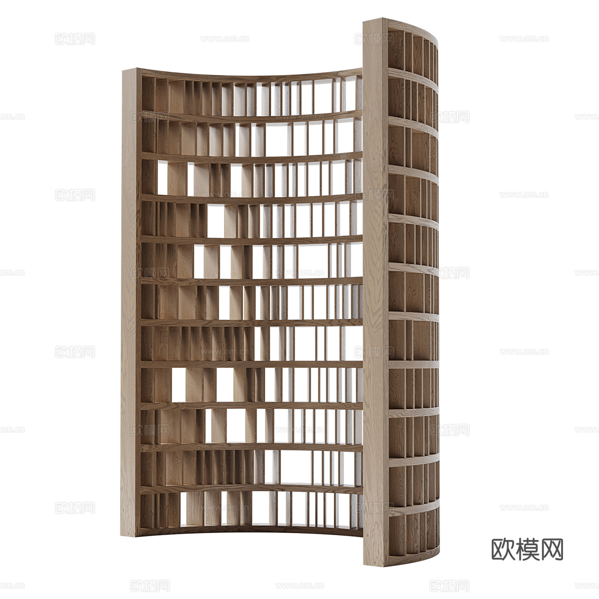 半圆形模块化木质隔断墙3d模型下载（渲染图2）