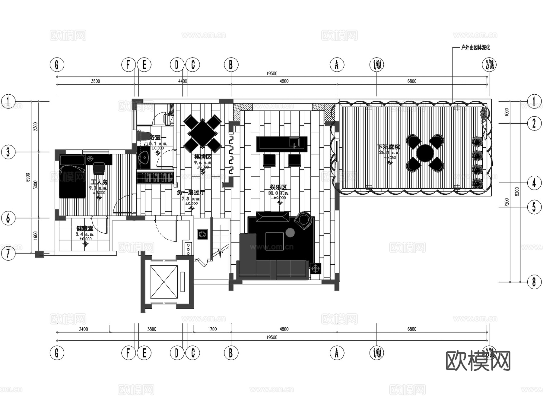 新力南昌铂园二层别墅室内家装CAD施工图整套cad施工图