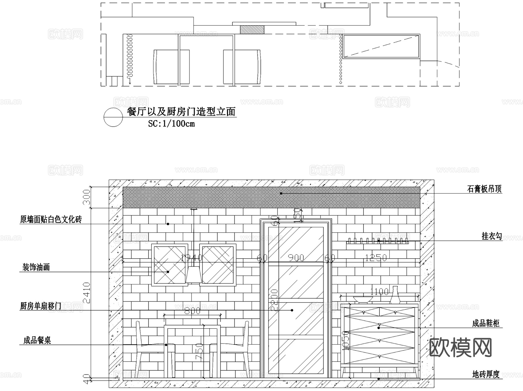 美式两室一厅一卫平层室内家装CAD施工图cad施工图