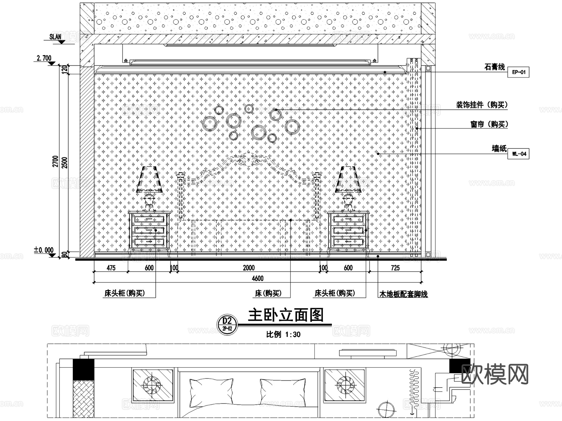 欧式BJ260三层别墅室内家装CAD施工图整套cad施工图