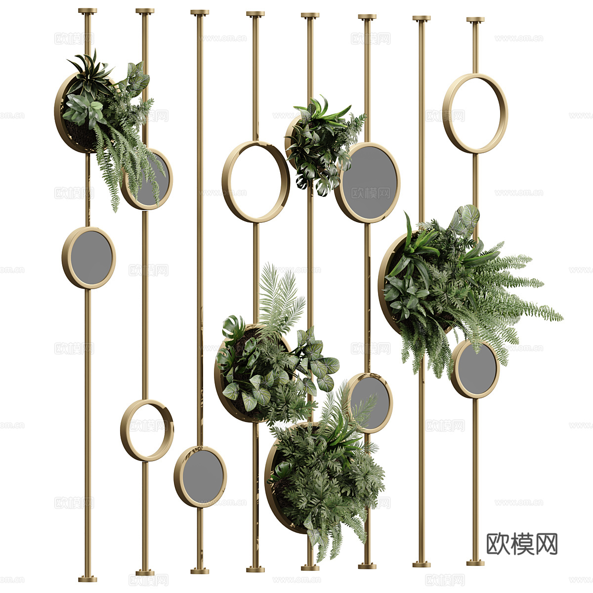 现代轻奢金属绿植装饰隔断3d模型下载（渲染图3）
