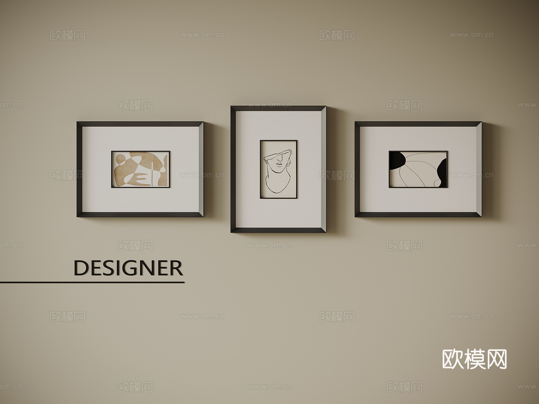 现代挂画 装饰画su模型