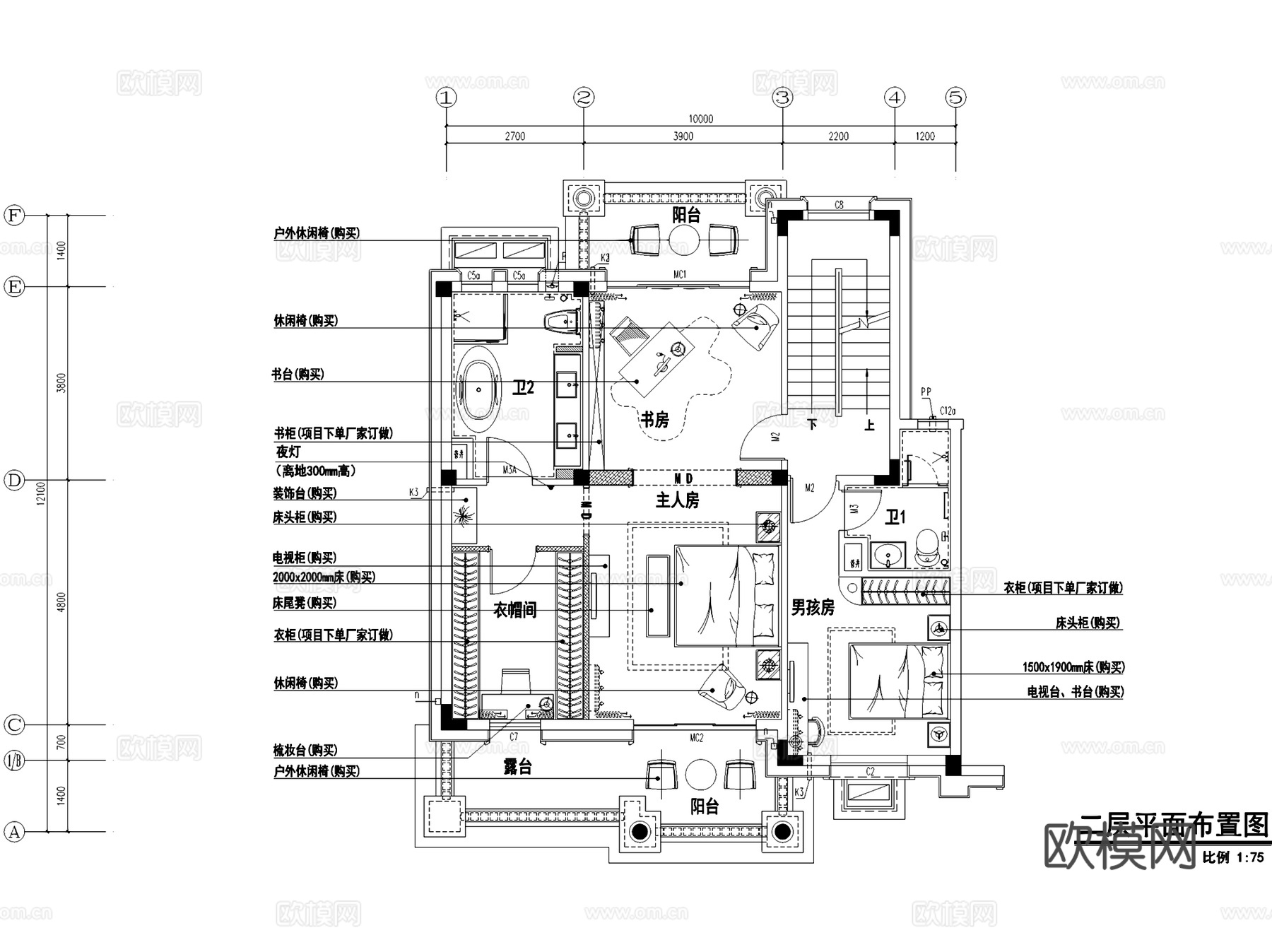 欧式BJ260三层别墅室内家装CAD施工图整套cad施工图