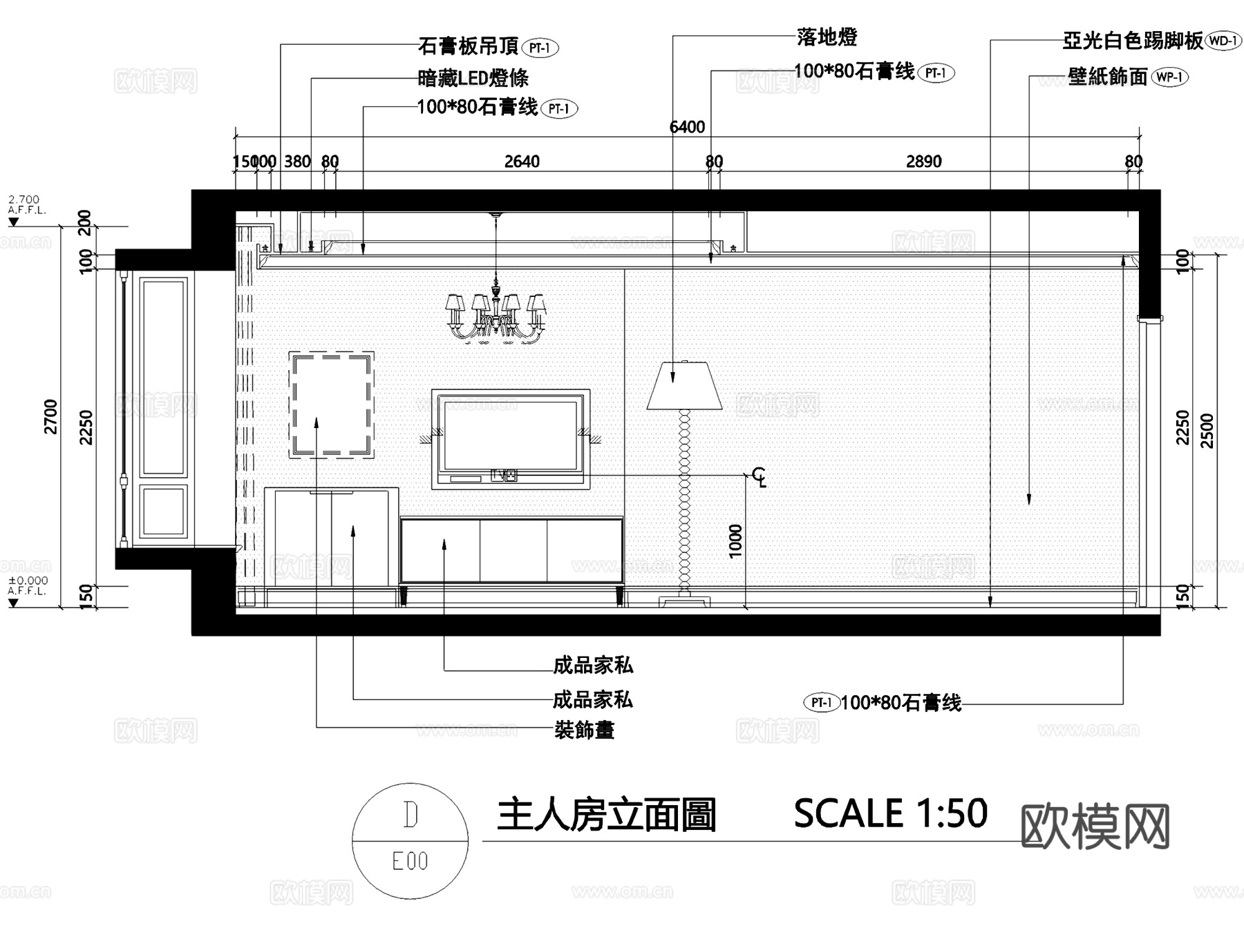 上海私宅现代简约清新室内家装立面装饰CAD施工图cad施工图