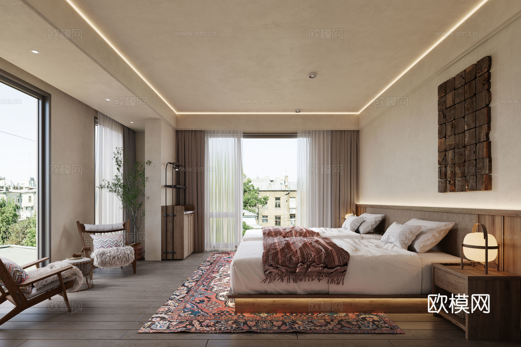 酒店客房3d模型下载（渲染图1）