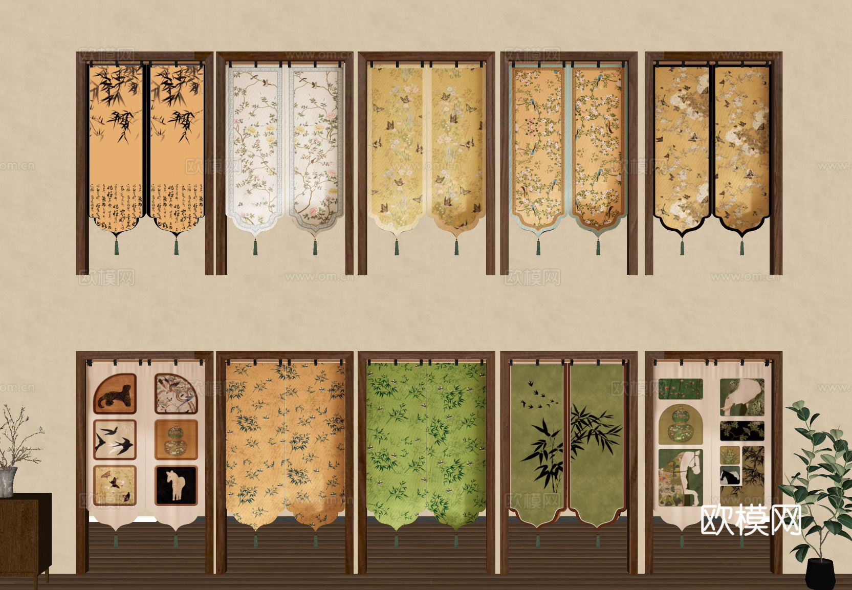 门帘 拉帘 厨房门帘 茶馆门帘 布艺su模型