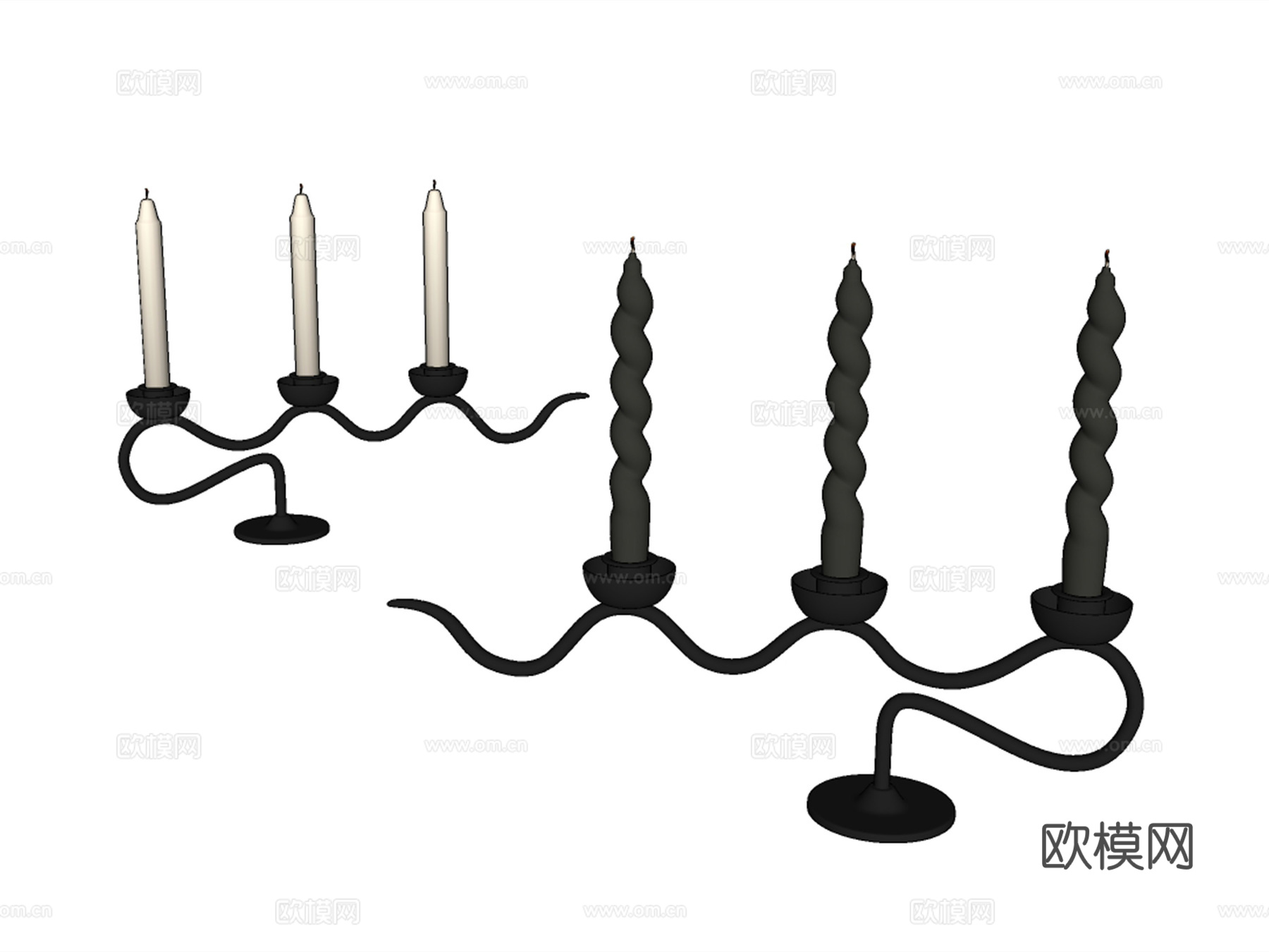 中古风铁艺创意烛台架su模型