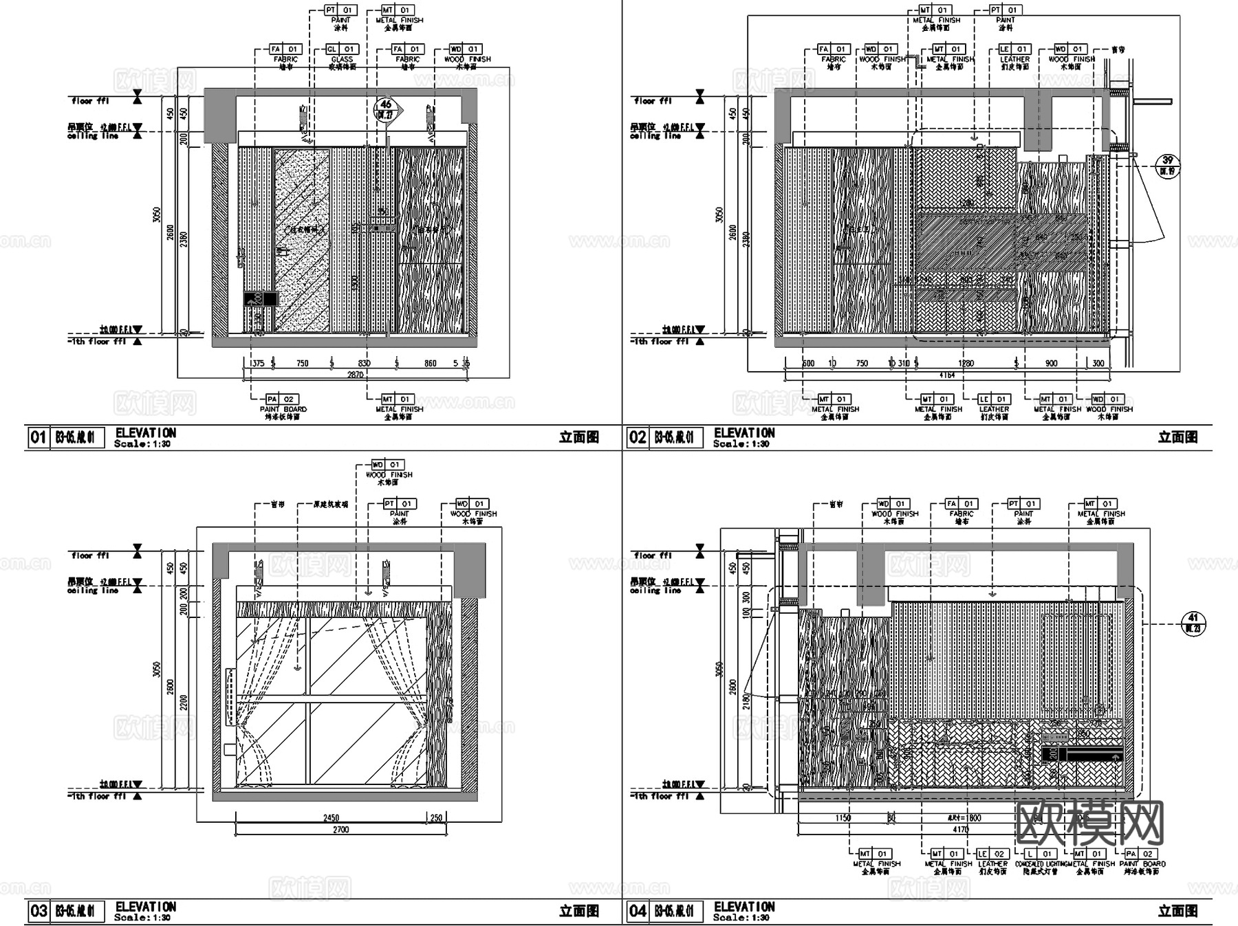 深圳华侨城创想大厦公寓B3-05户型样板间室内家装CADcad施工图