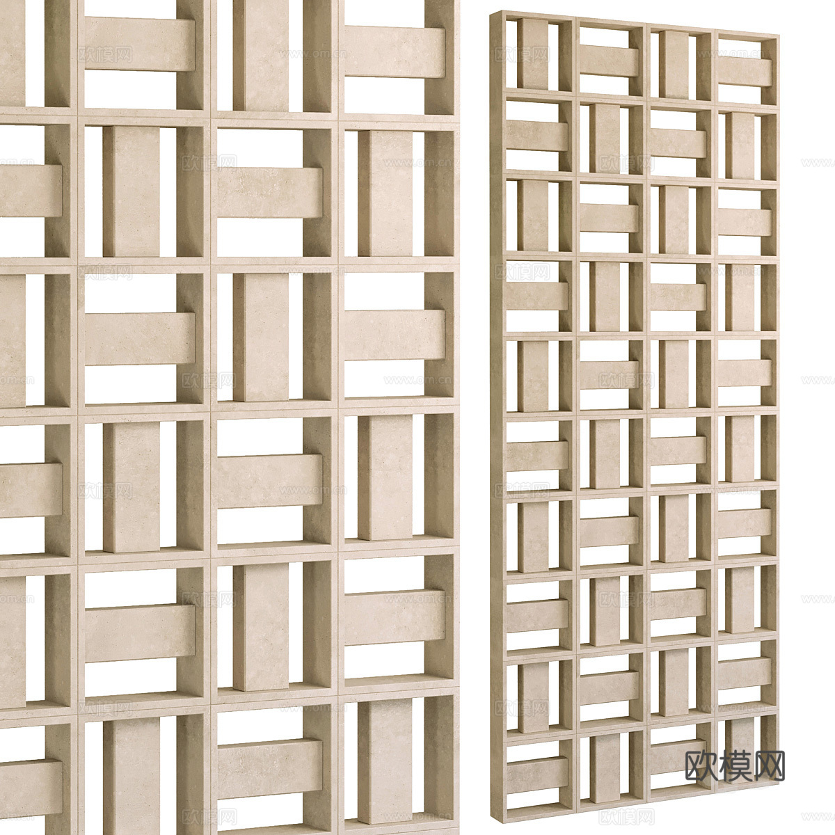 现代侘寂结构砖装饰隔断3d模型下载（渲染图4）