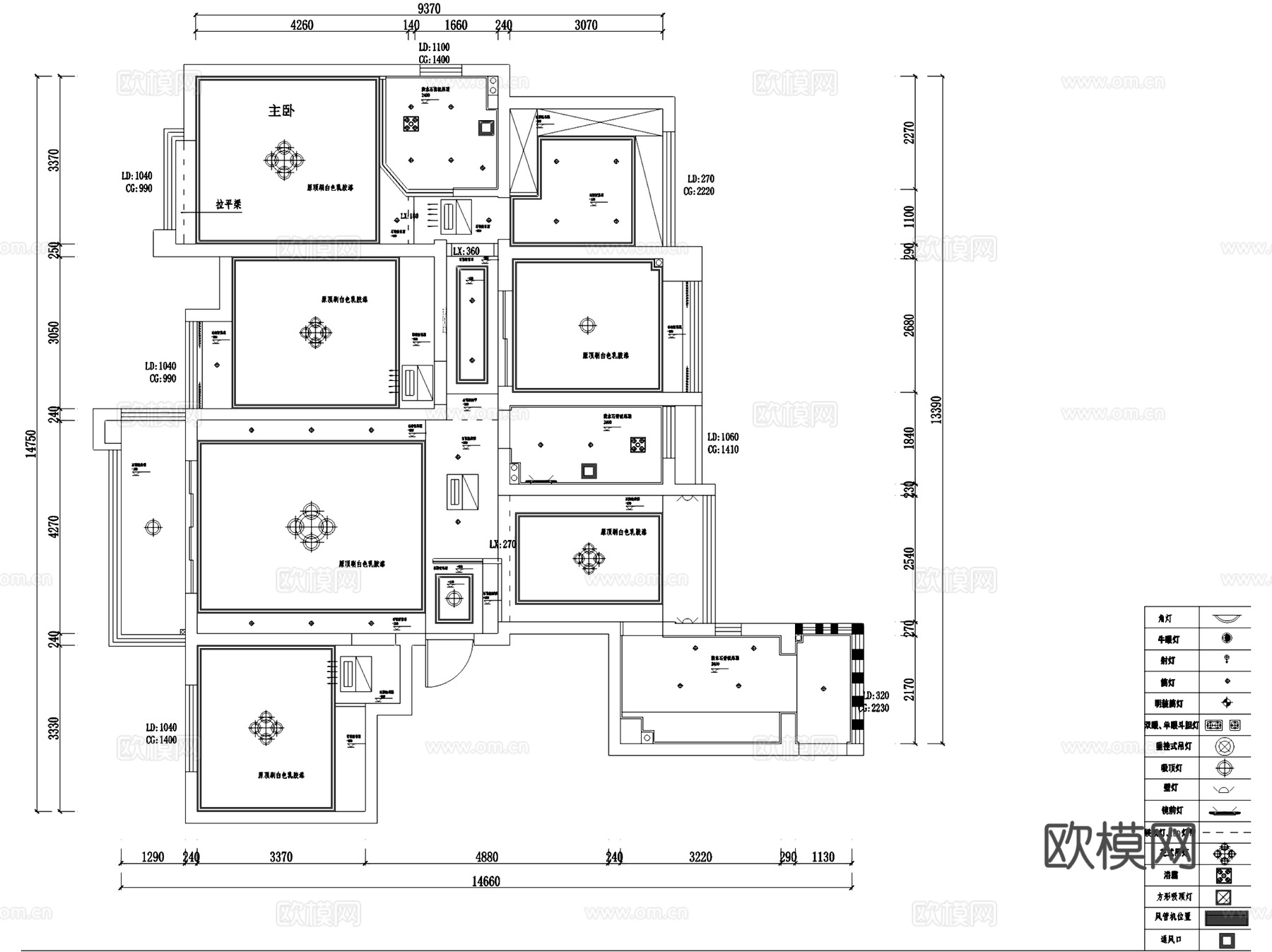 橘郡7#1604美式三室两厅两卫室内家装CAD施工图cad施工图