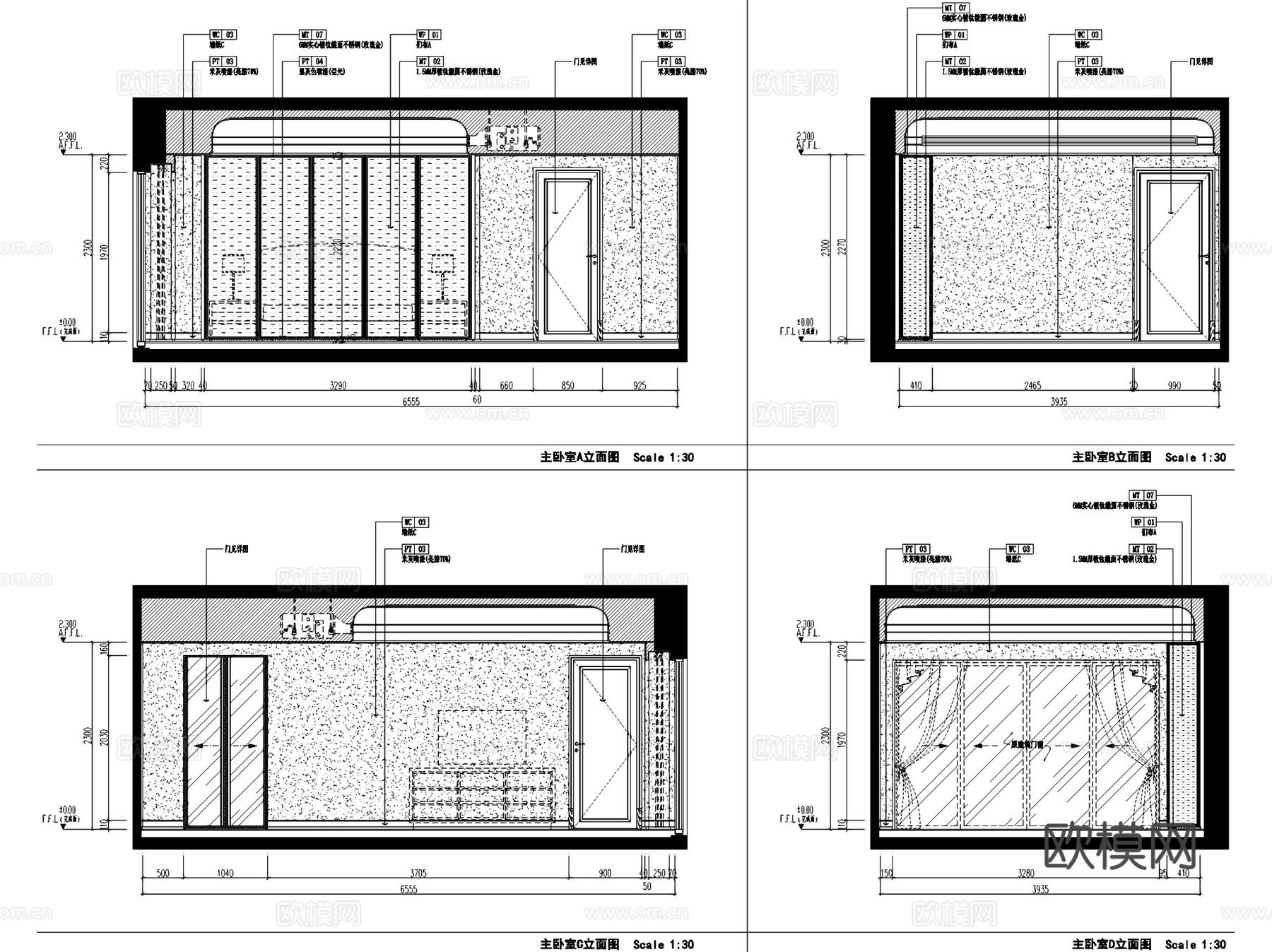 上海东樱C-2户型样板房室内家装CAD施工图cad施工图