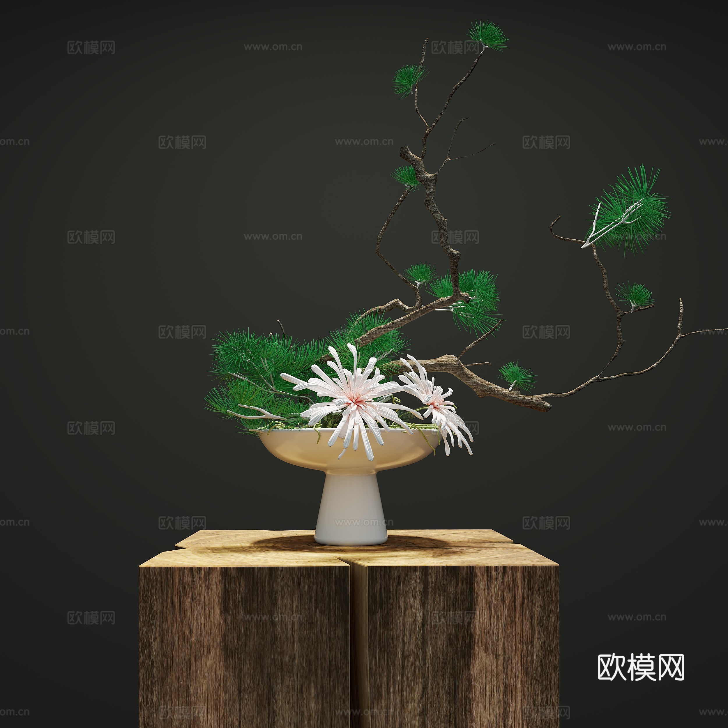 现代绿植盆景3d模型下载