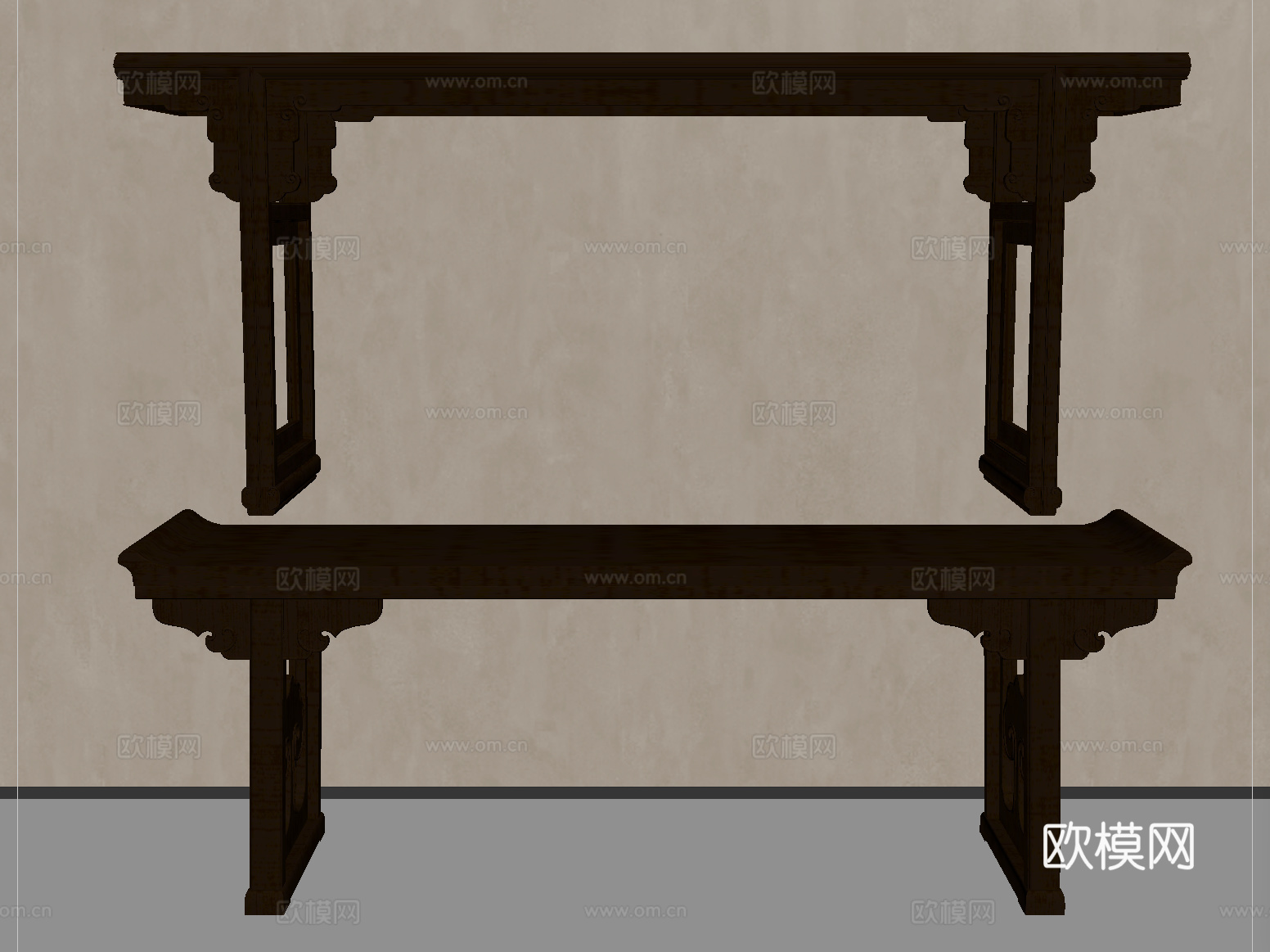 新中式条案 端景条案 端景柜 玄关台su模型